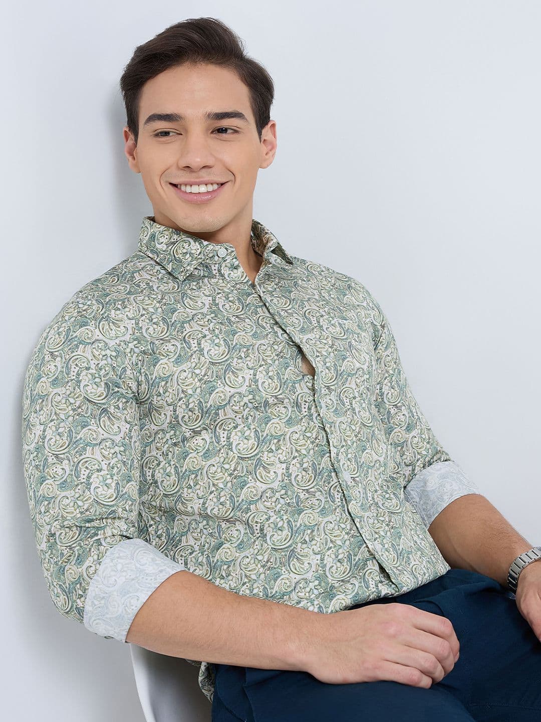 ColorPlus Men Ethnic Printed Regular Fit Cotton Casual Shirt thumbnail 5