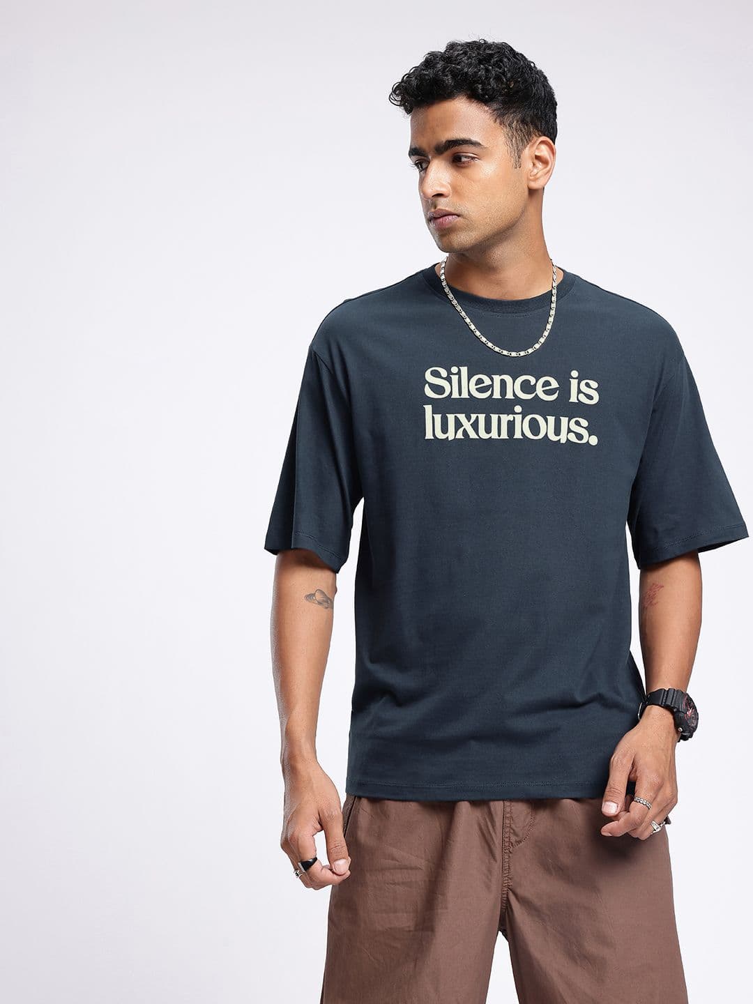 glitchez Typography Printed Relaxed Fit T-shirt thumbnail 5