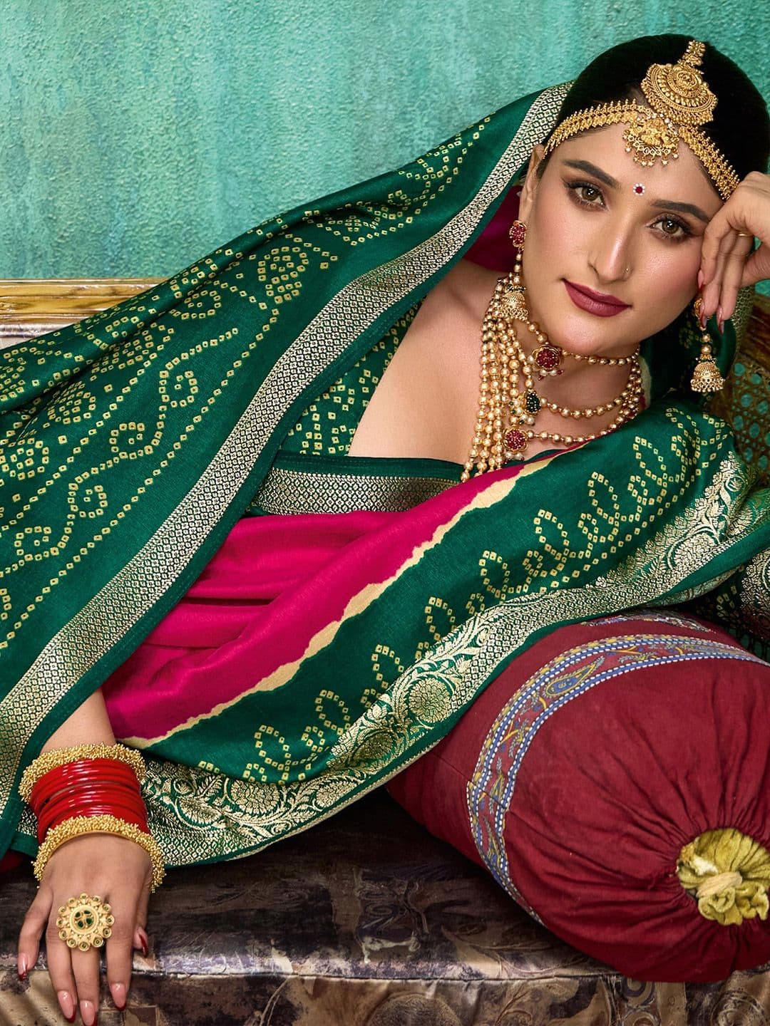 TIRA Women Zari Silk Blend Tussar Saree thumbnail 4