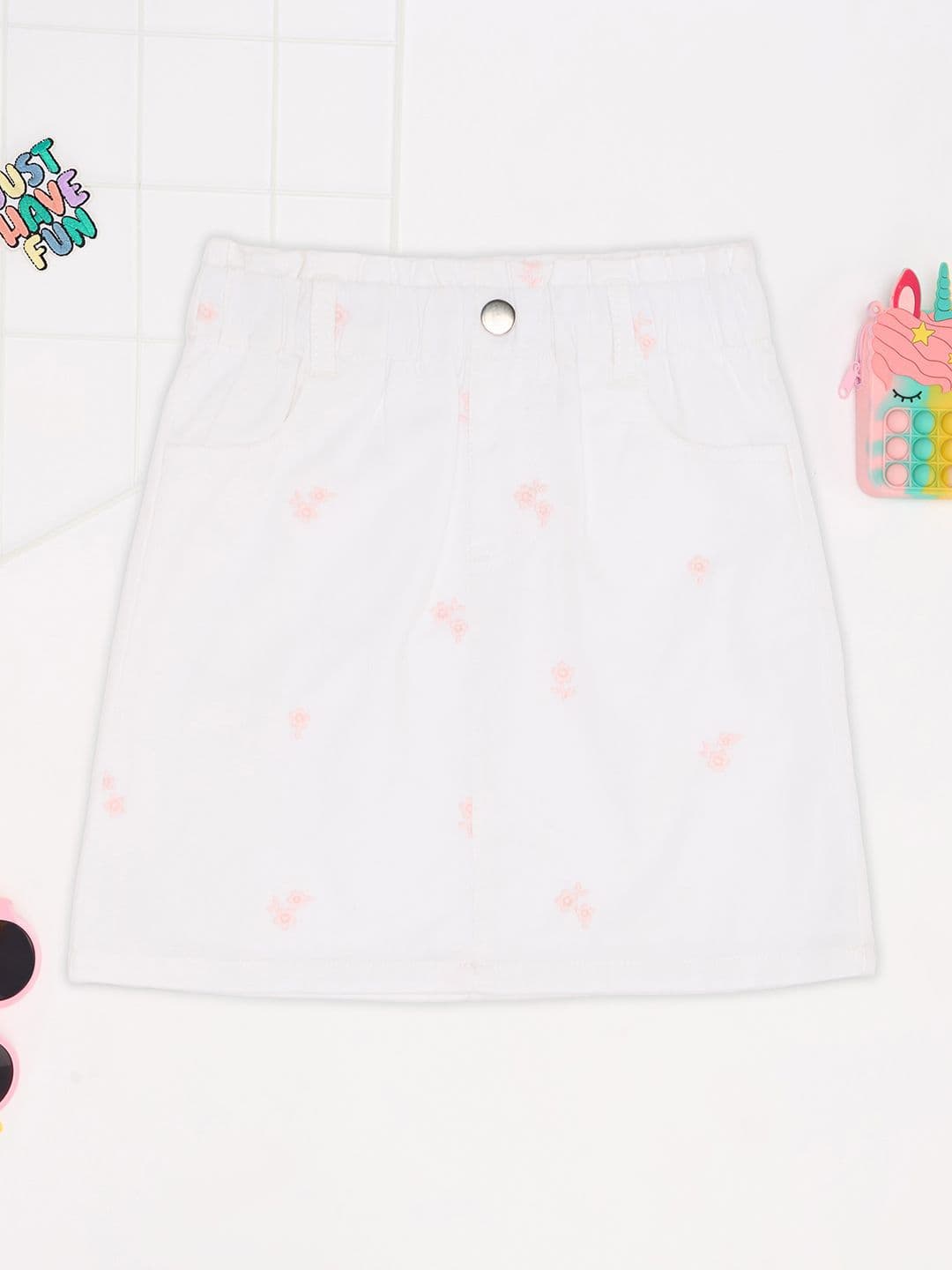 Pantaloons Junior Girls Printed Pure Cotton A-Line Mini Skirt - view 1