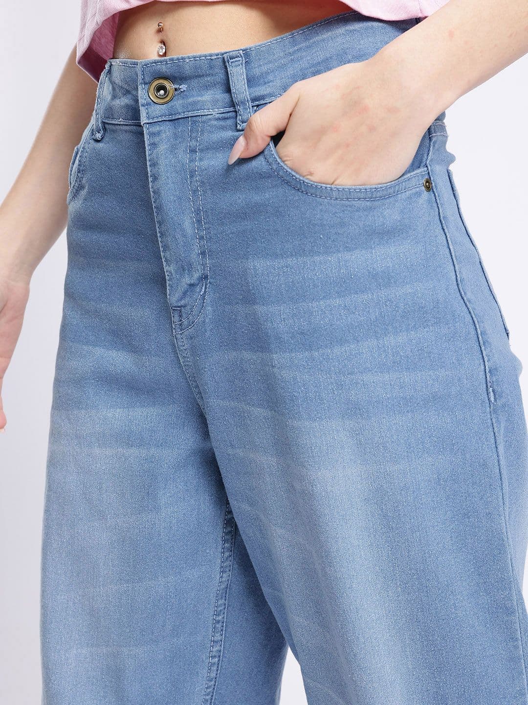 glitchez Women Balloon Fit Faded Jeans thumbnail 4