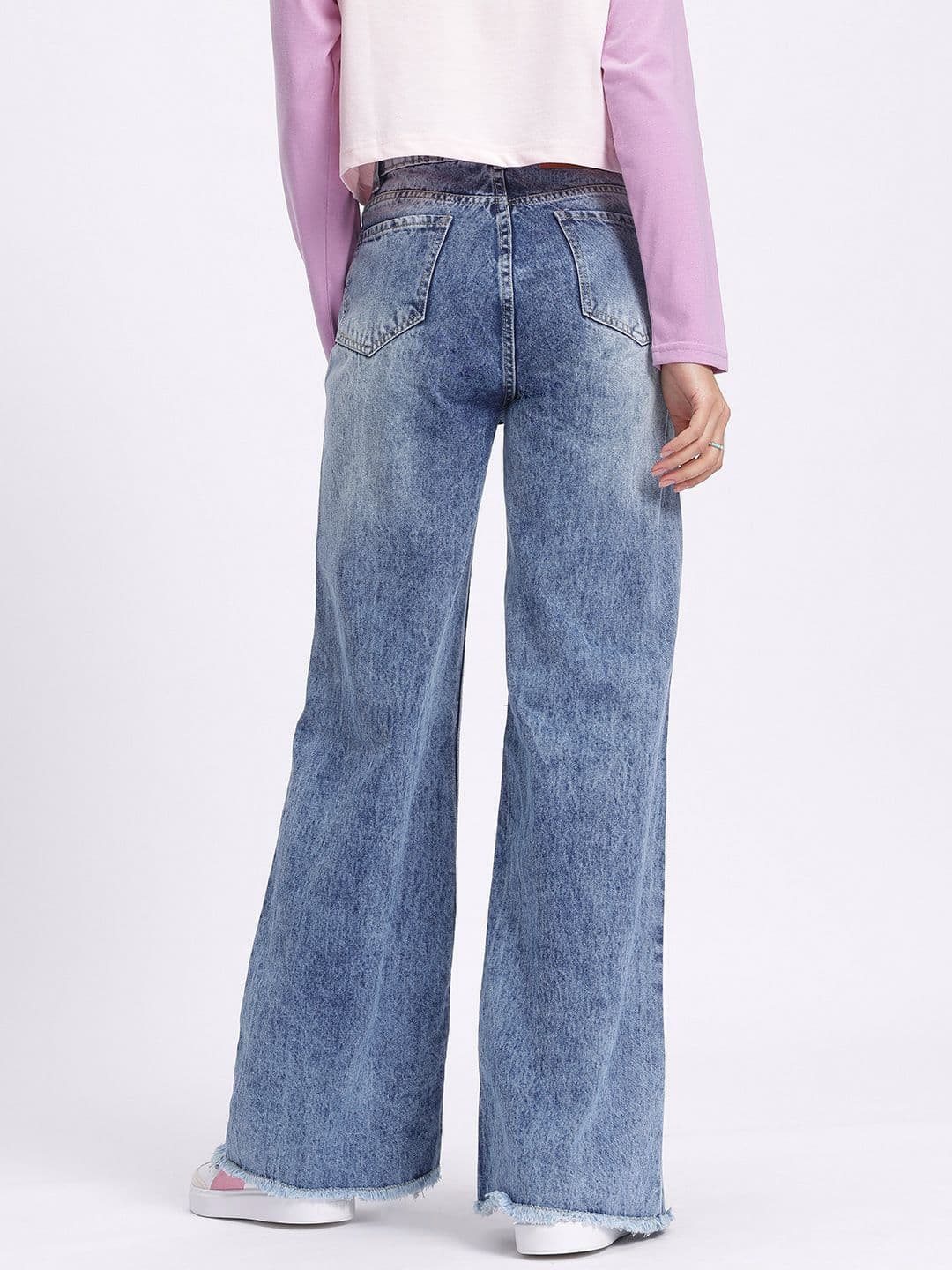 glitchez Women Heavy Fade Pure Cotton Wide Leg Jeans thumbnail 4