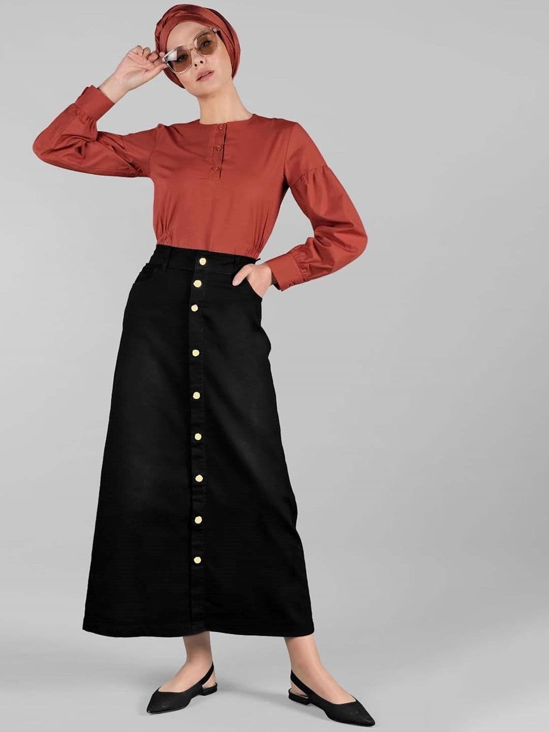 Tripursundari Fashion Buttoned A-Line Maxi Skirt thumbnail 5