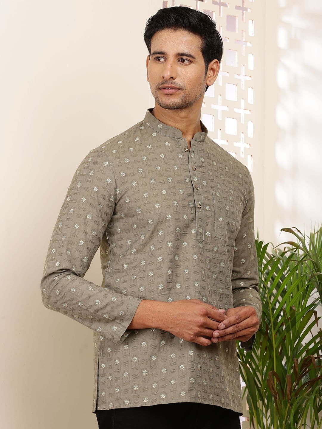 MULTI SHADES Men Ethnic Motifs Printed Thread Work Kurta thumbnail 7