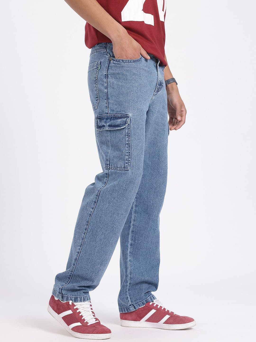 glitchez Men Denim Regular Fit Cargo-Style Jeans thumbnail 3