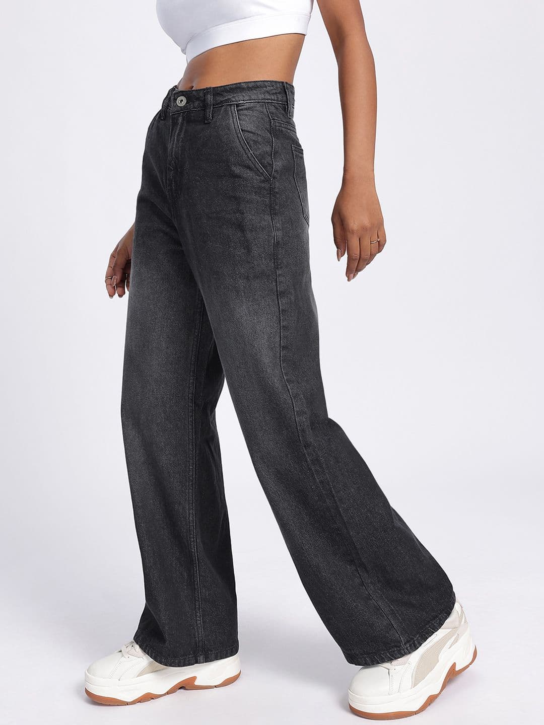 glitchez Pallazzo Fit  High Rise Wide Leg Jeans thumbnail 3