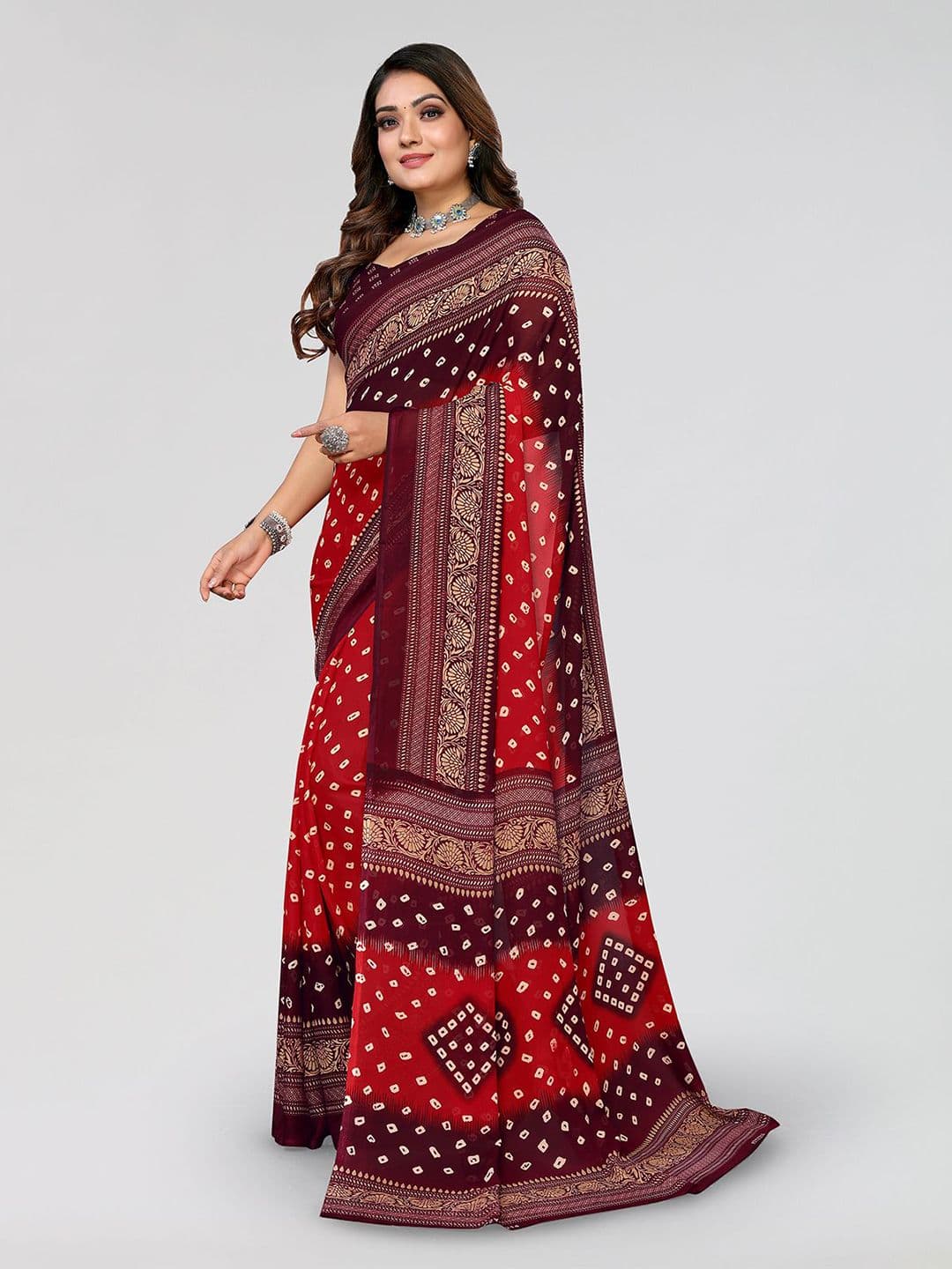 Moda Rapido Bandhani Print Saree thumbnail 7