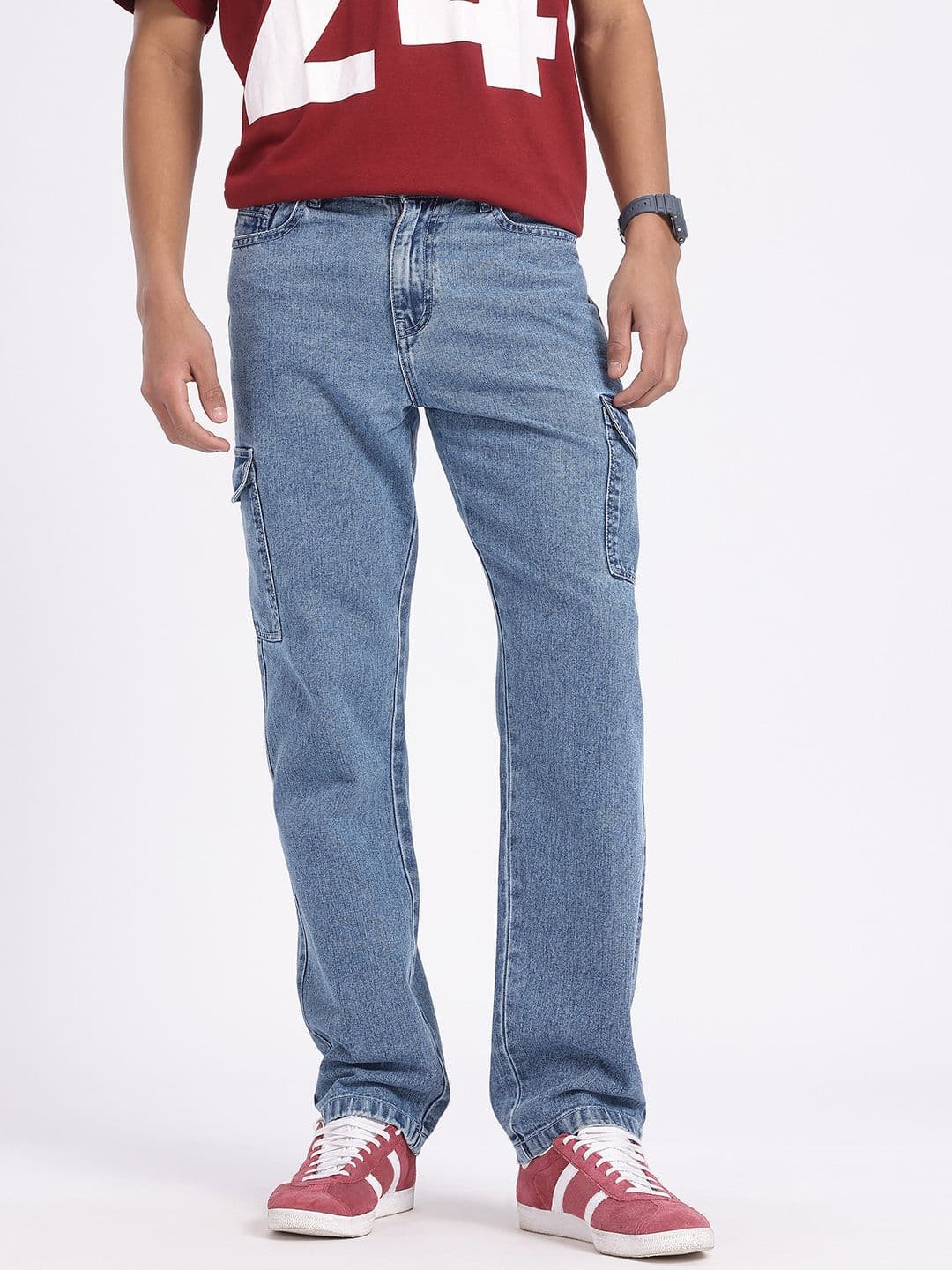 glitchez Men Denim Regular Fit Cargo-Style Jeans thumbnail 2