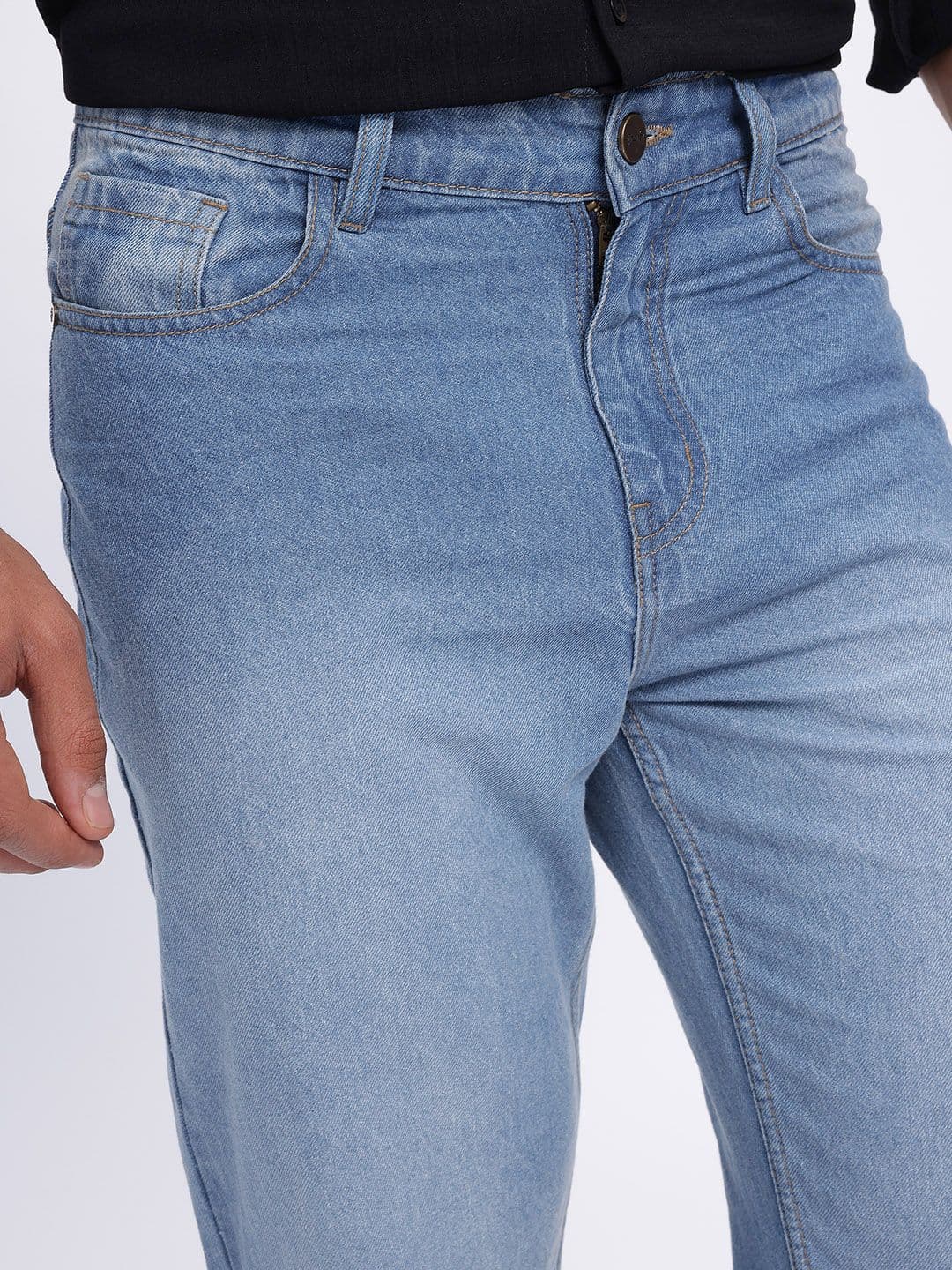 glitchez Men Mid-Rise Pure Cotton Light Fade Jeans thumbnail 3
