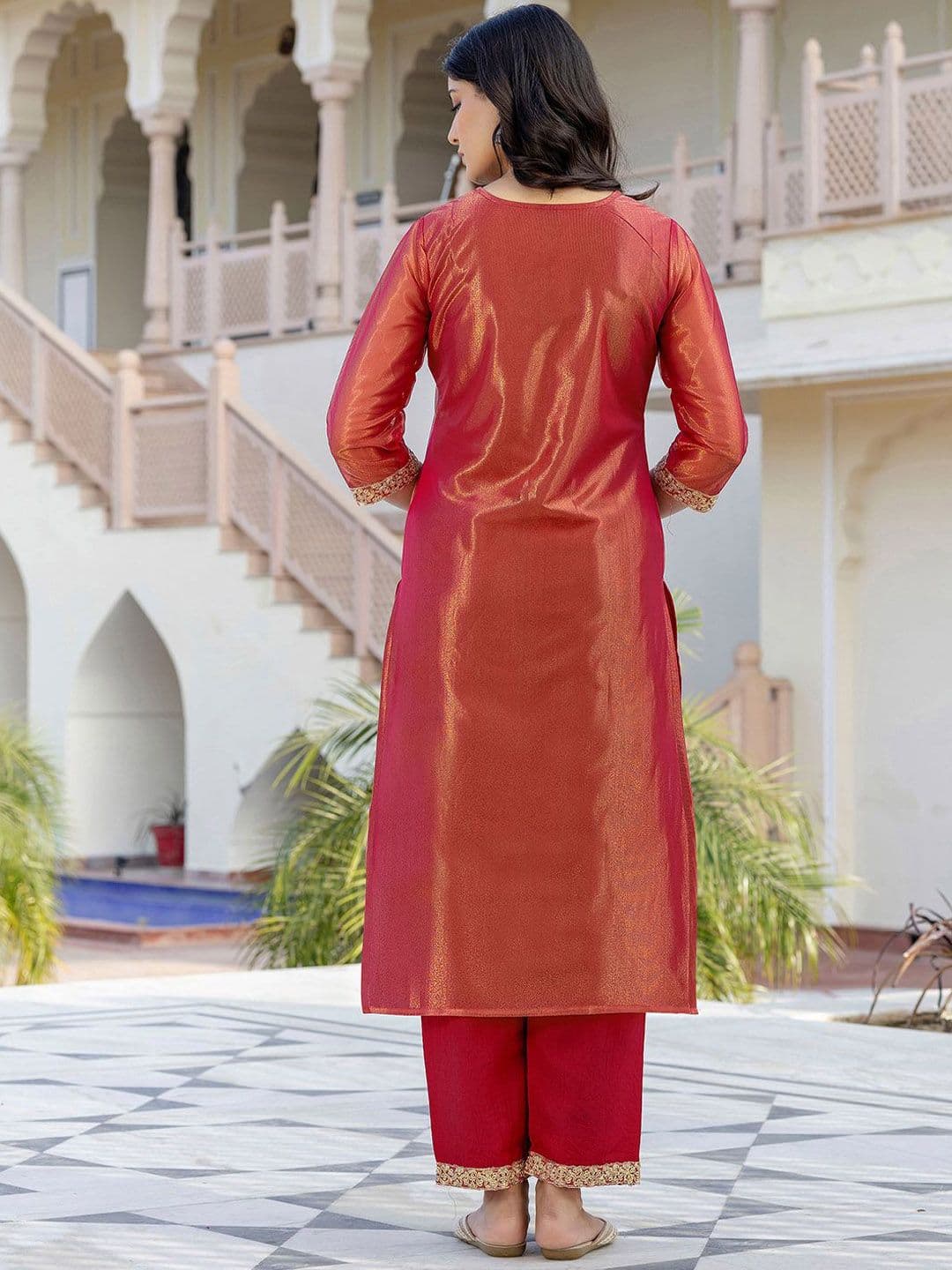 SANISA Women Ethnic Motifs Embroidered Regular Sequinned Kurta with Trousers & With Dupatta thumbnail 5