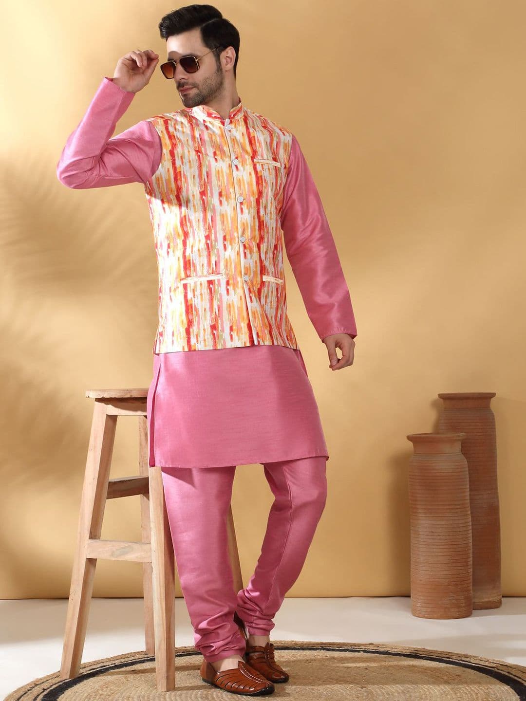 KRAFT INDIA Men Printed Woven Nehru Jacket thumbnail 2