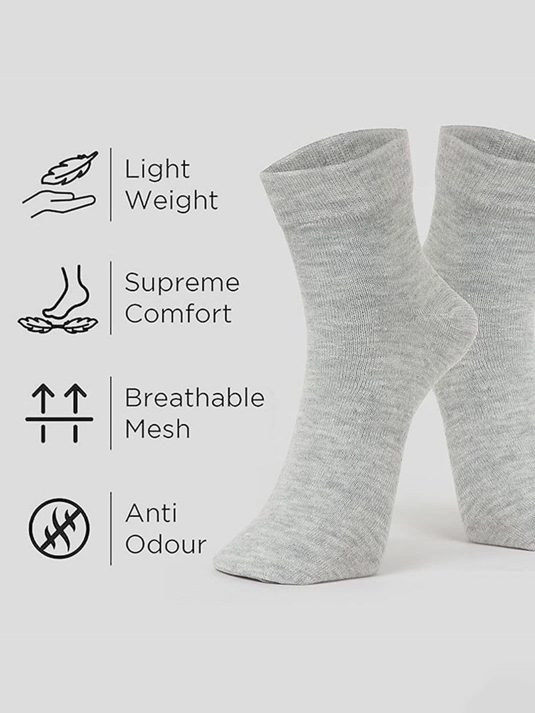 MJE Men Pack Of 5 Anti-Odour Ankle Length Socks thumbnail 7