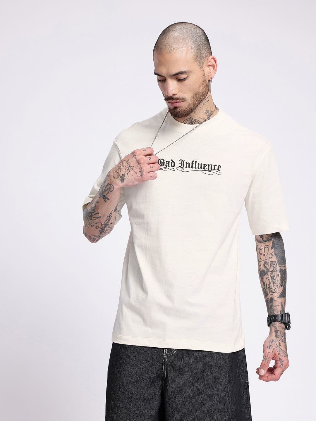 glitchez Typography Printed Relaxed Fit T-shirt thumbnail 2