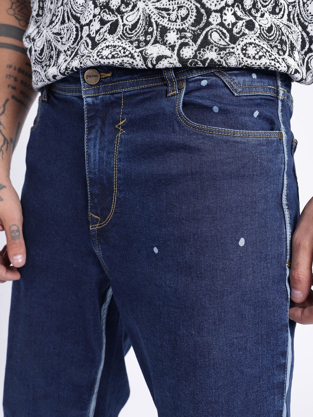 glitchez Men Printed Straight Fit Jeans thumbnail 3
