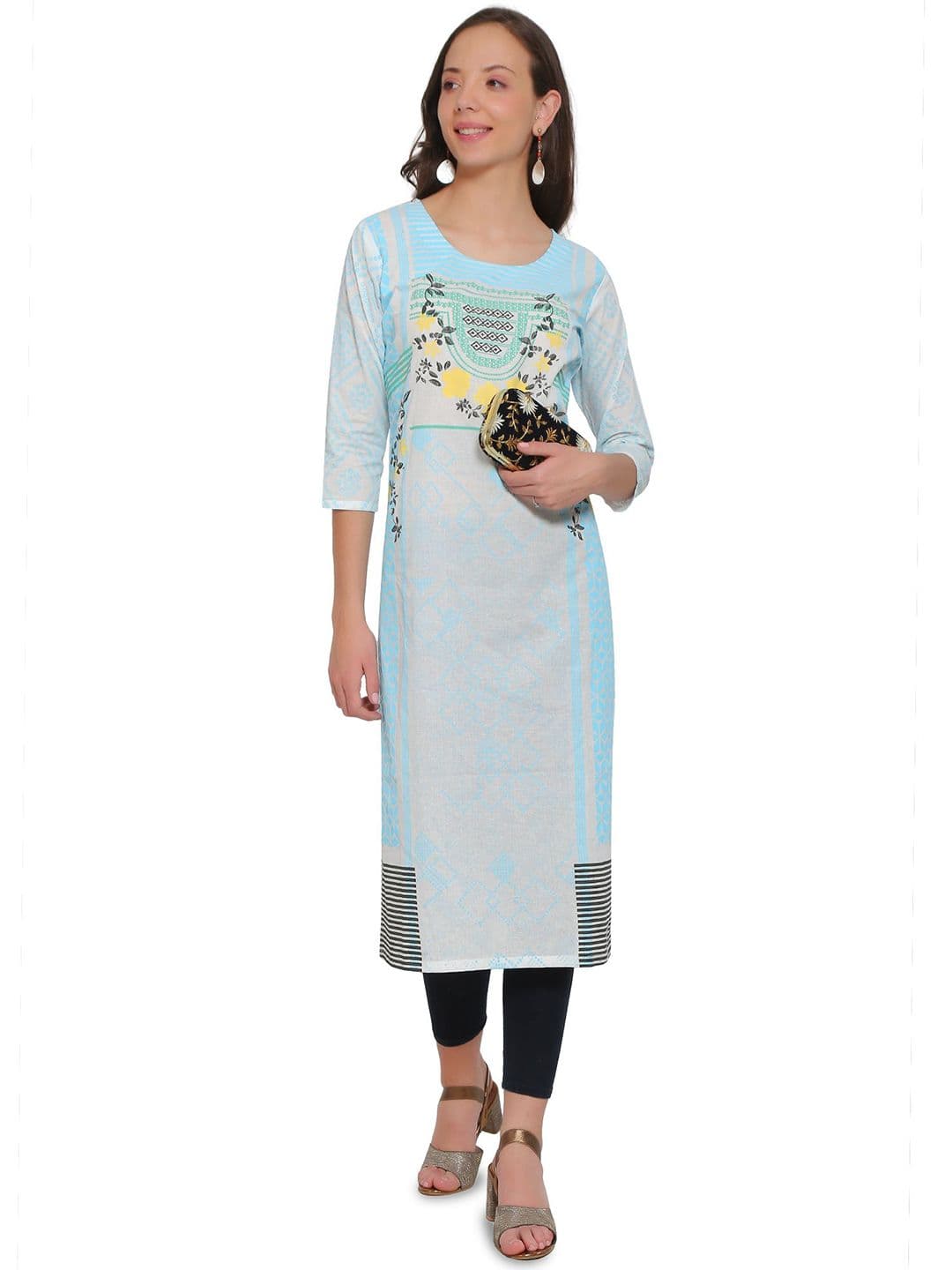 ZARISTAA Women Printed Pure Cotton Straight Kurta thumbnail 2