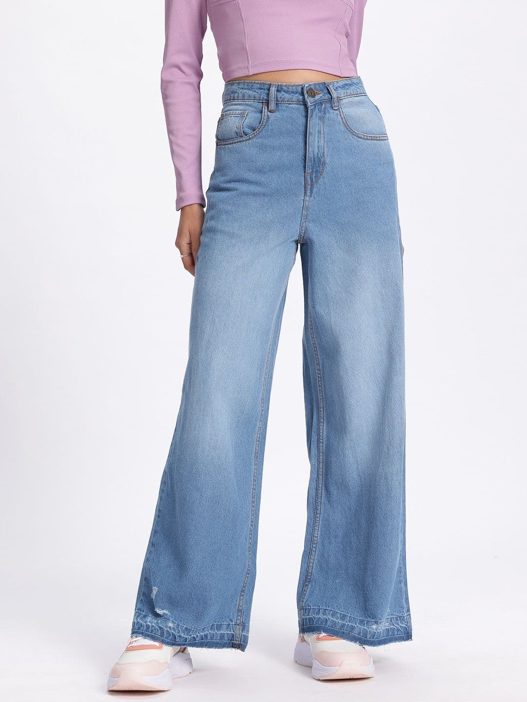 glitchez Women Wide Leg Light Fade Jeans thumbnail 6