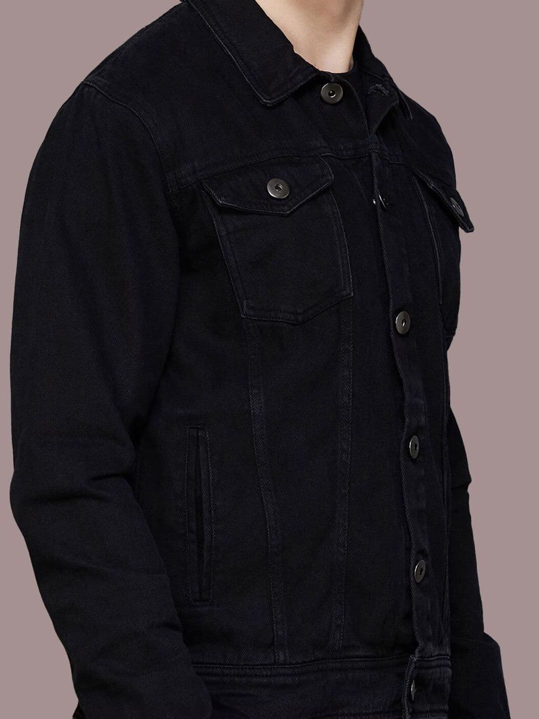 KLIZEN Men Graphic Printed Spread Collar Denim Jacket thumbnail 4