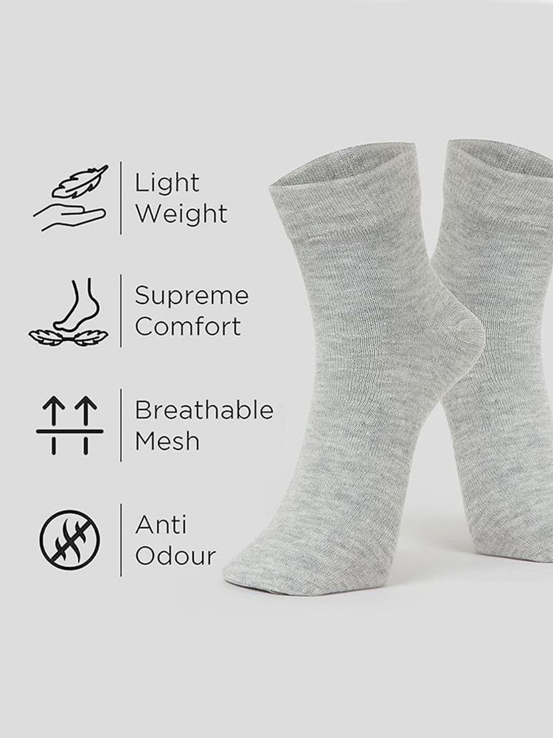 MJE Men Pack Of 5 Anti-Odour Ankle-Length Socks thumbnail 4