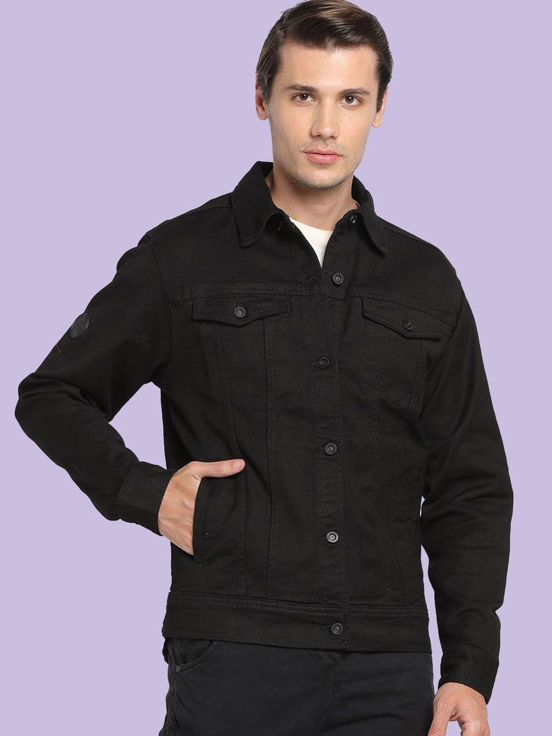 KLIZEN Men Denim Jacket with Embroidered - view 1