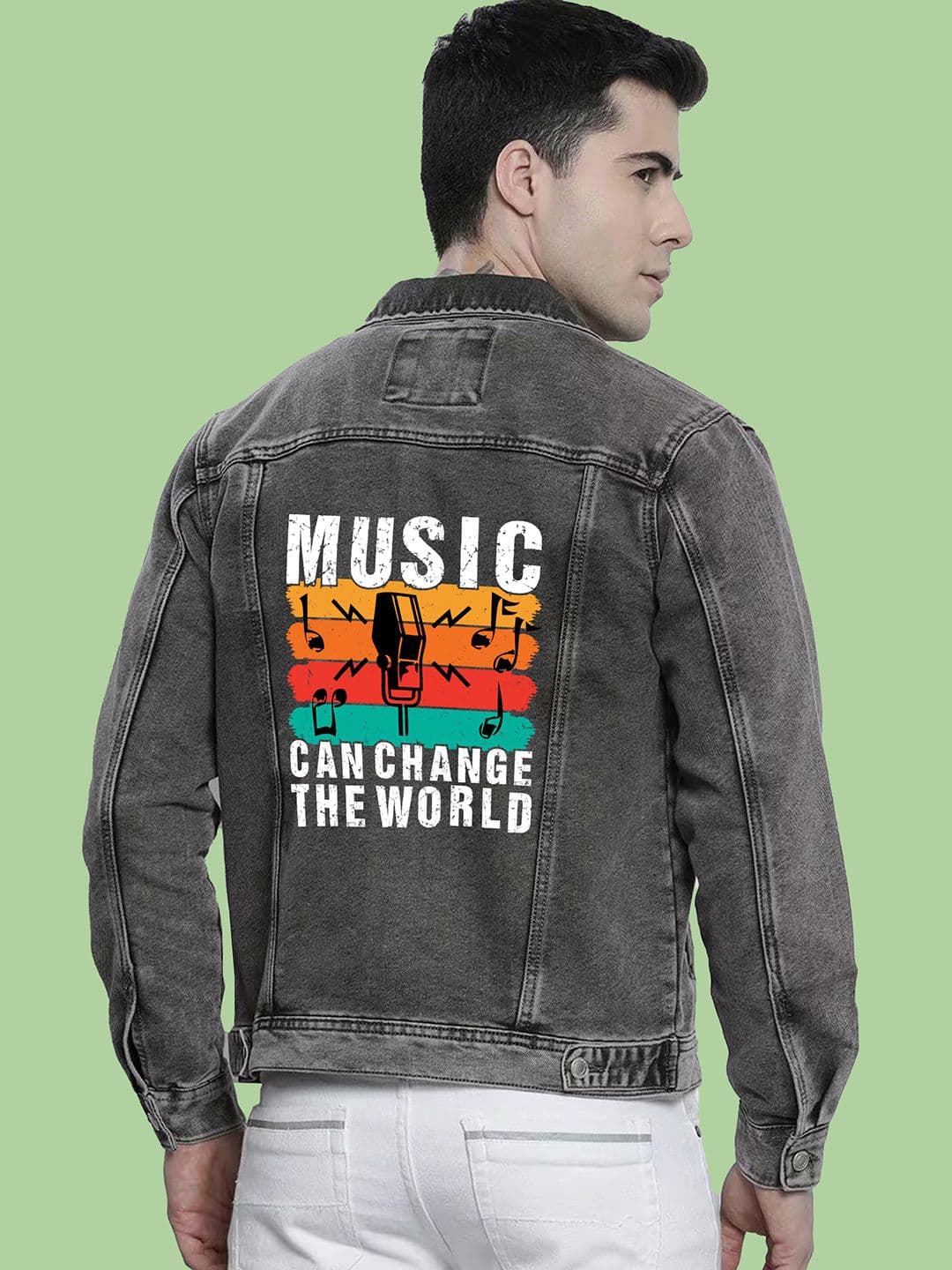 KLIZEN Men Washed Denim Jacket with Patchwork thumbnail 2