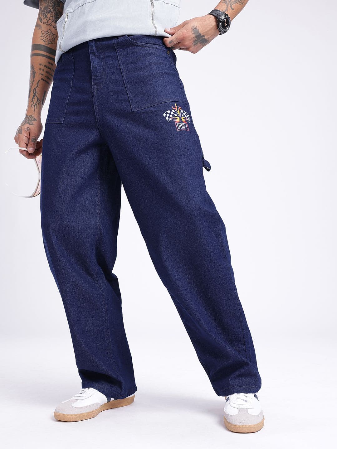 glitchez Men Loose Cropped Printed Jeans - view 1