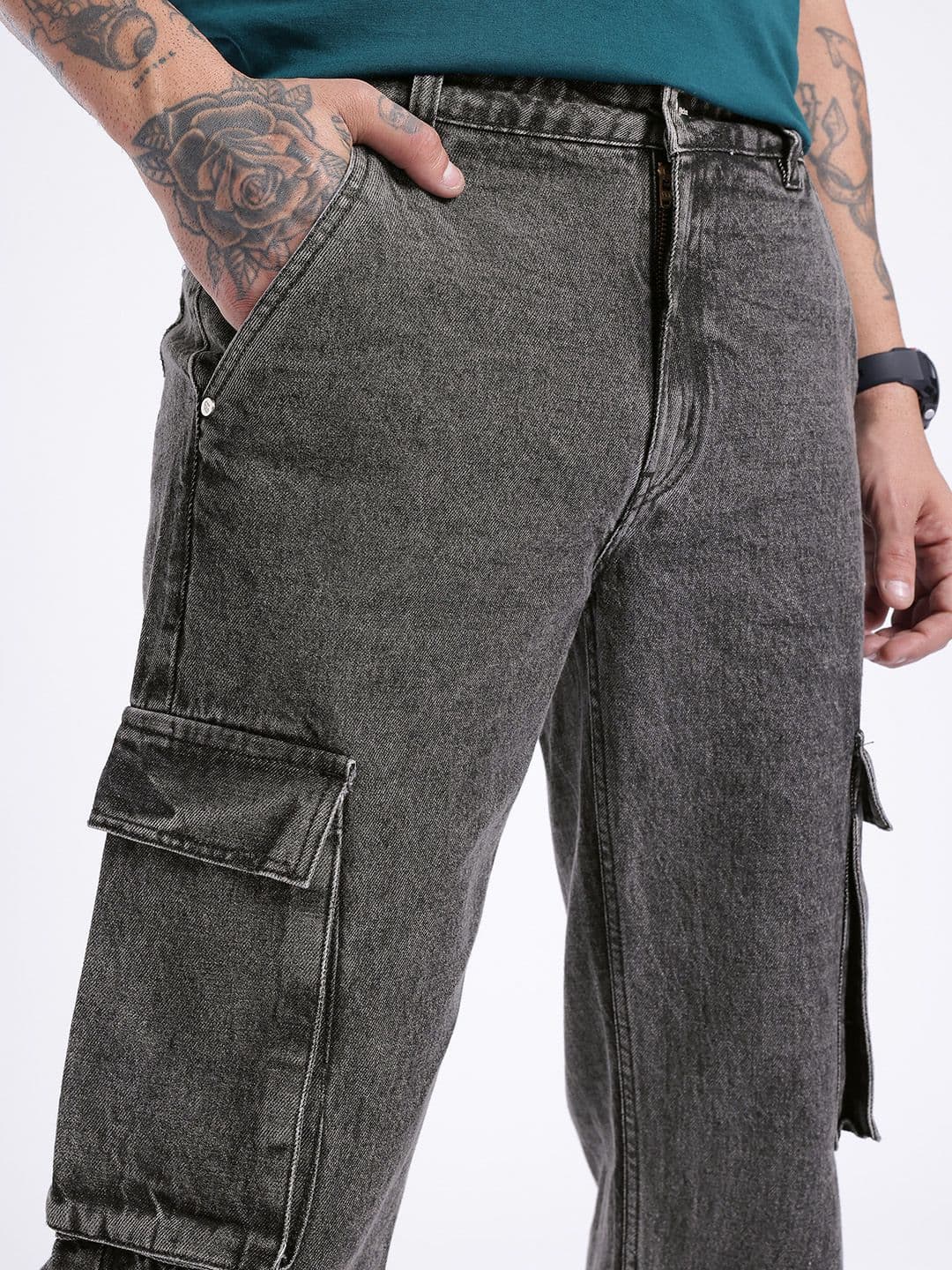 glitchez Men Cargo Light Fade Jeans thumbnail 4