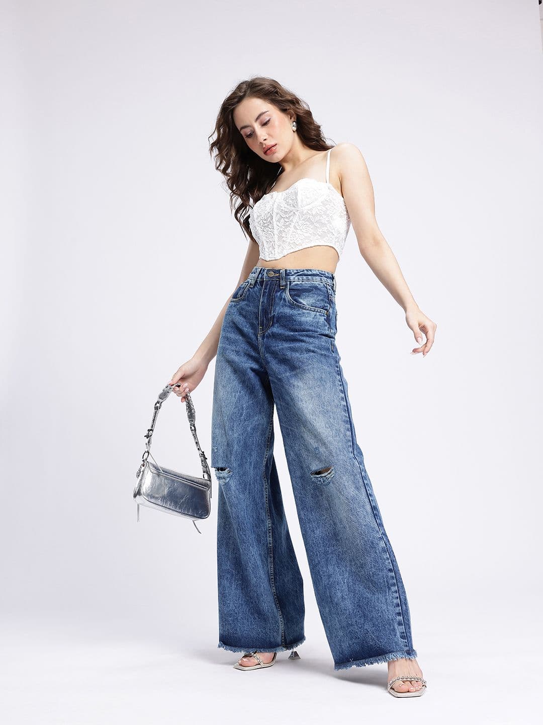 glitchez Women Relaxed Fit High-Rise Ripped Jeans thumbnail 6