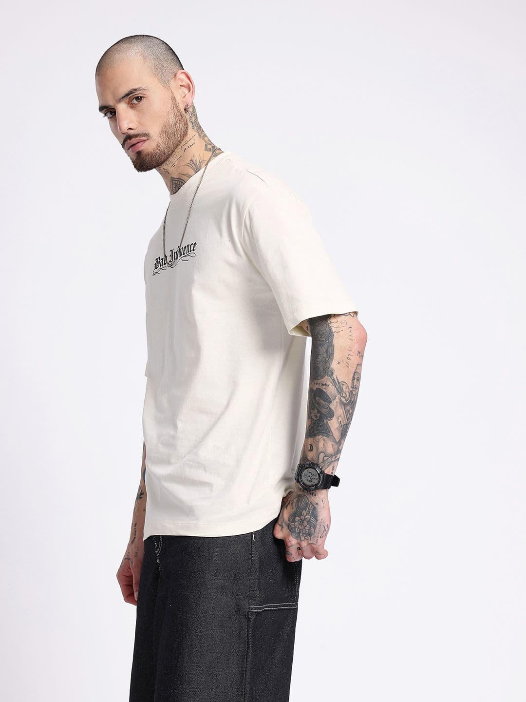 glitchez Typography Printed Relaxed Fit T-shirt thumbnail 3