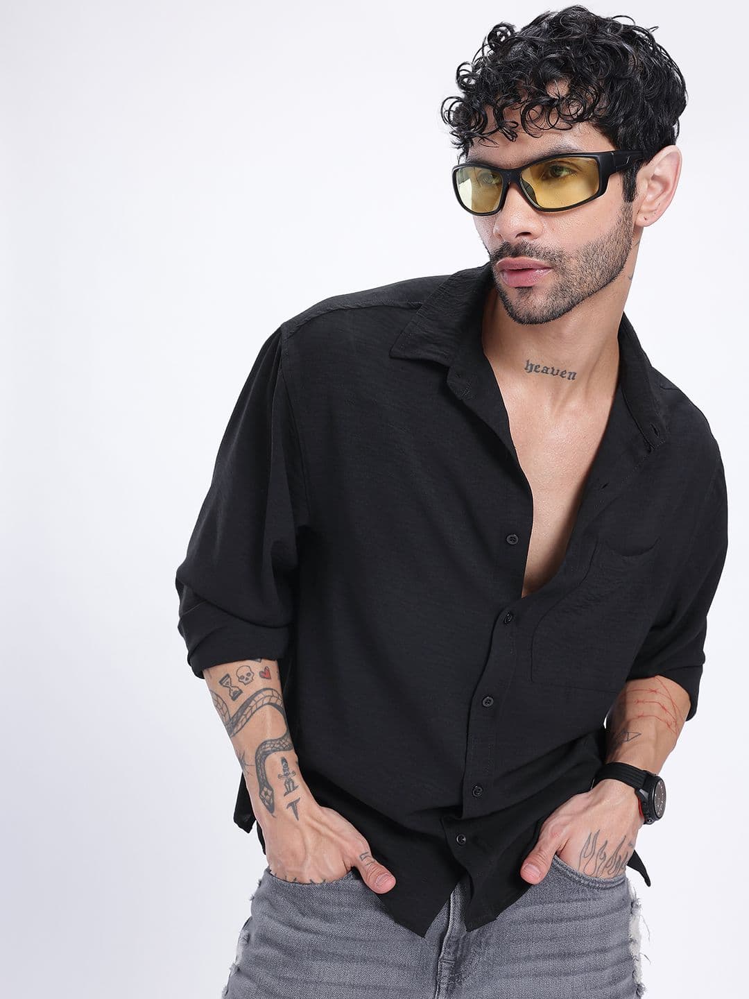 glitchez Textured Motion Crinkled Relaxed Fit Shirt - view 1