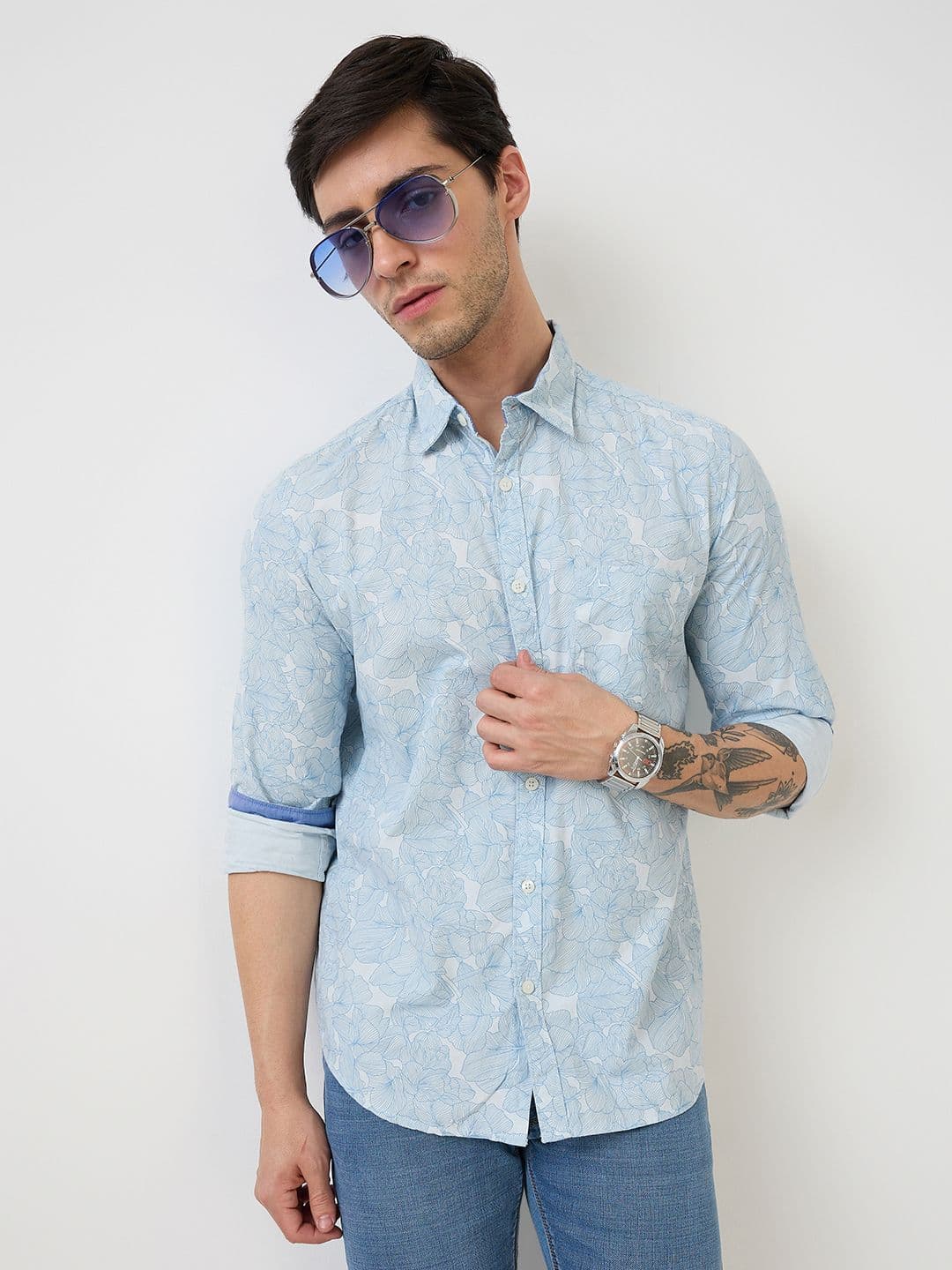 Parx Men Slim Fit Floral Printed Cotton Casual Shirt thumbnail 6