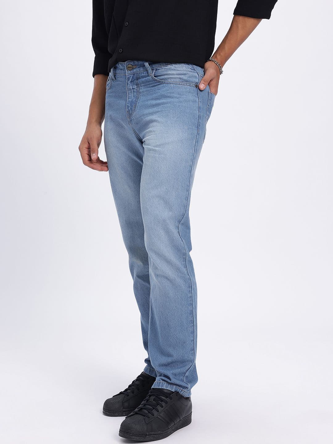glitchez Men Mid-Rise Pure Cotton Light Fade Jeans thumbnail 6