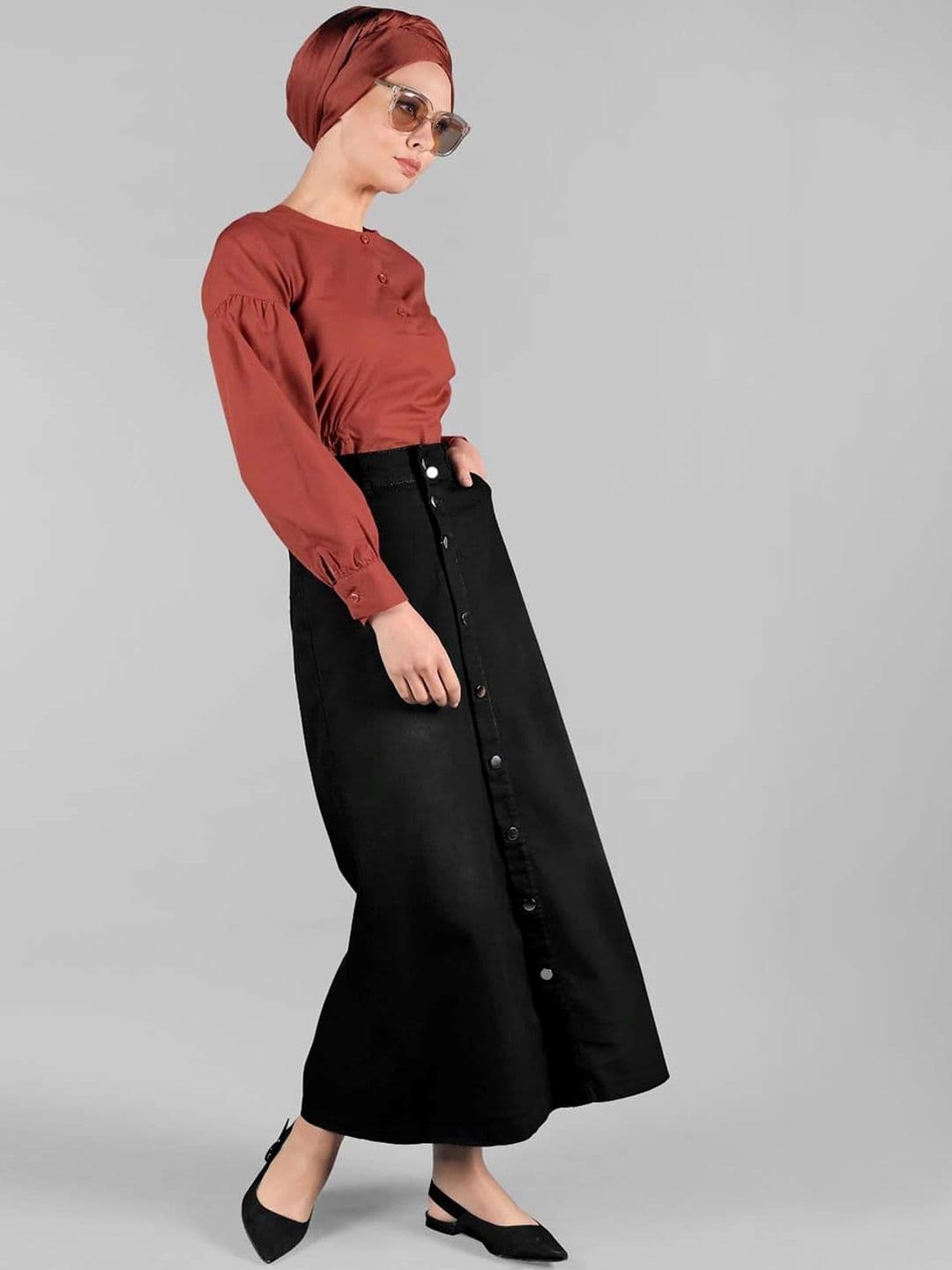 Tripursundari Fashion Buttoned A-Line Maxi Skirt thumbnail 4
