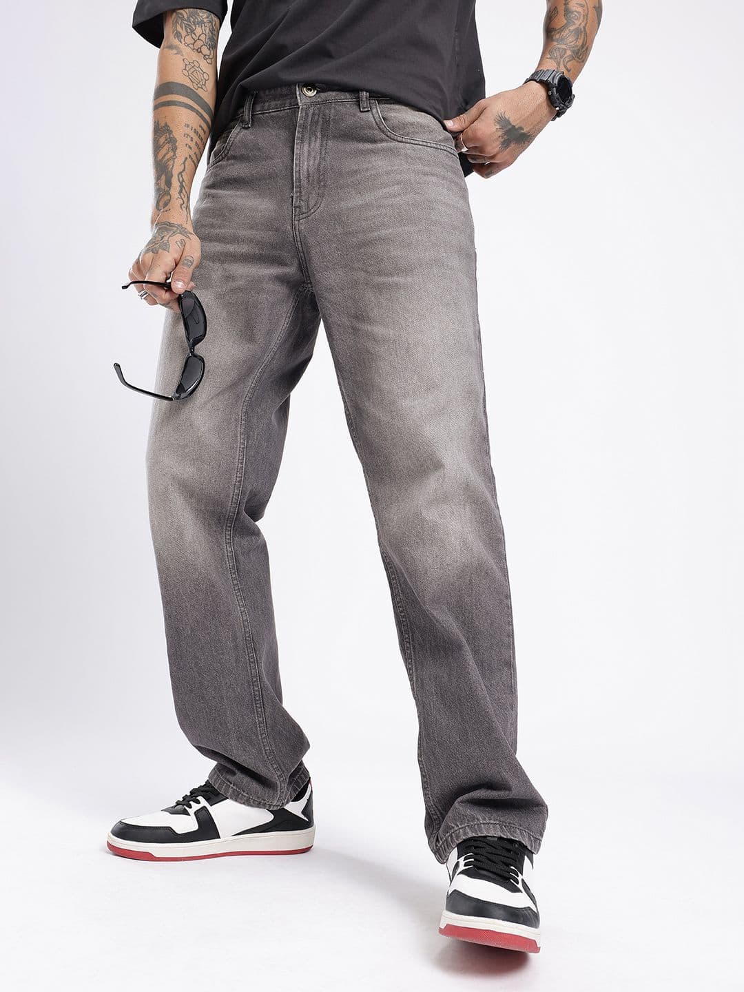 glitchez Men Straight Fit Medium Shade Jeans - view 1