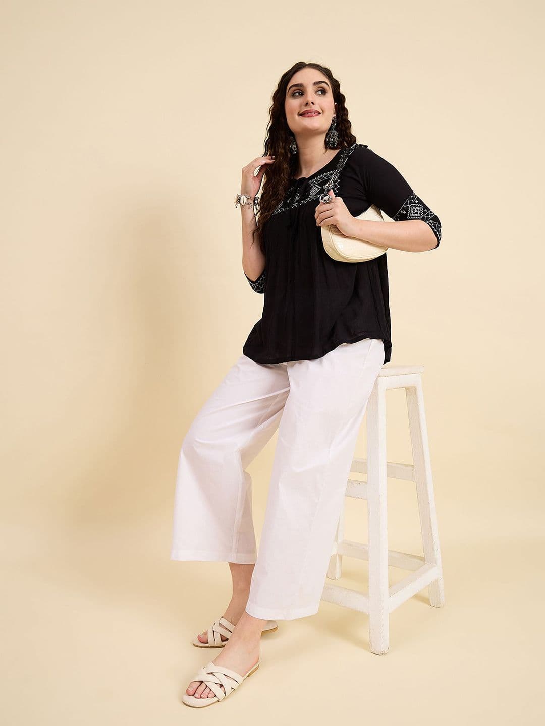 KLOSIA Women Solid Ethnic Palazzos thumbnail 5