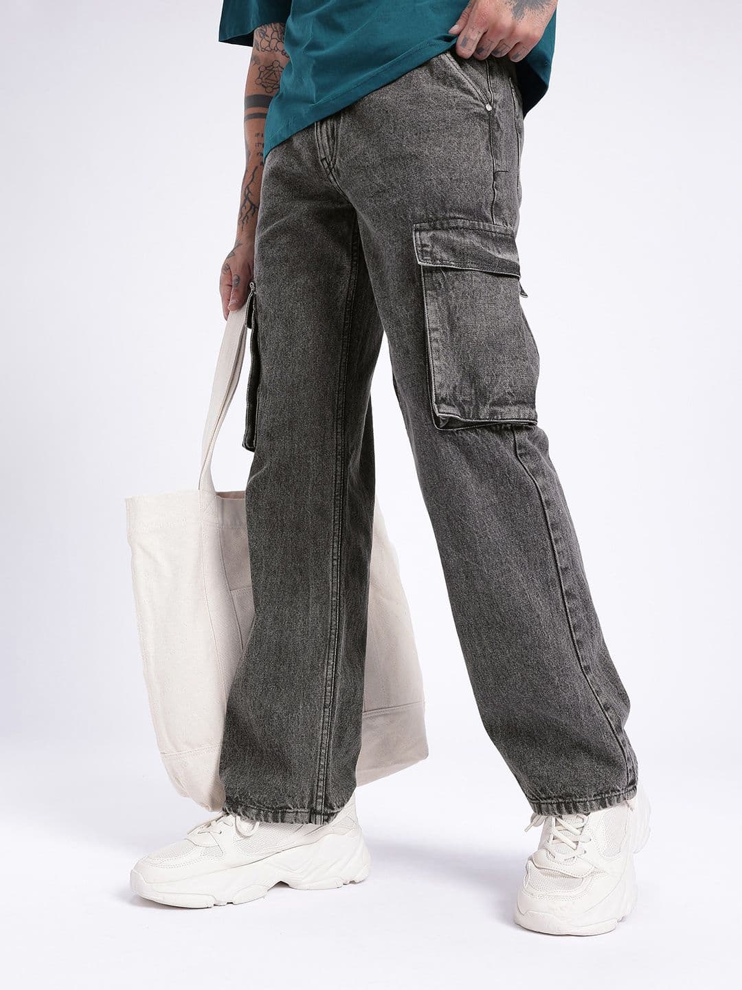glitchez Men Cargo Light Fade Jeans - view 1