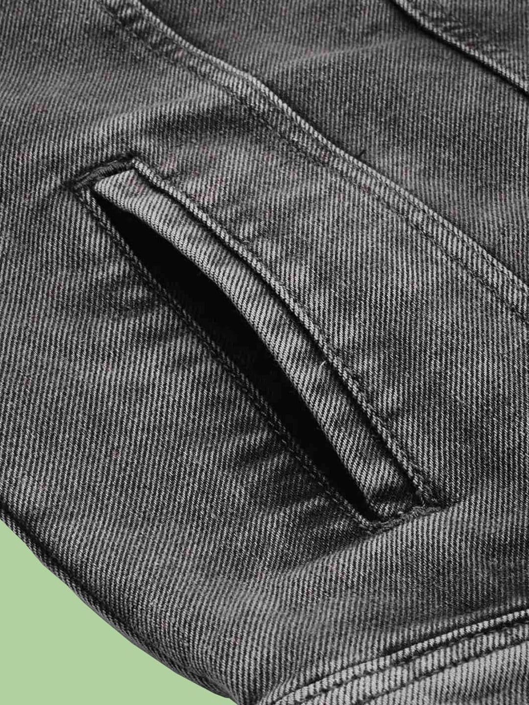 KLIZEN Men Washed Denim Jacket with Patchwork thumbnail 4
