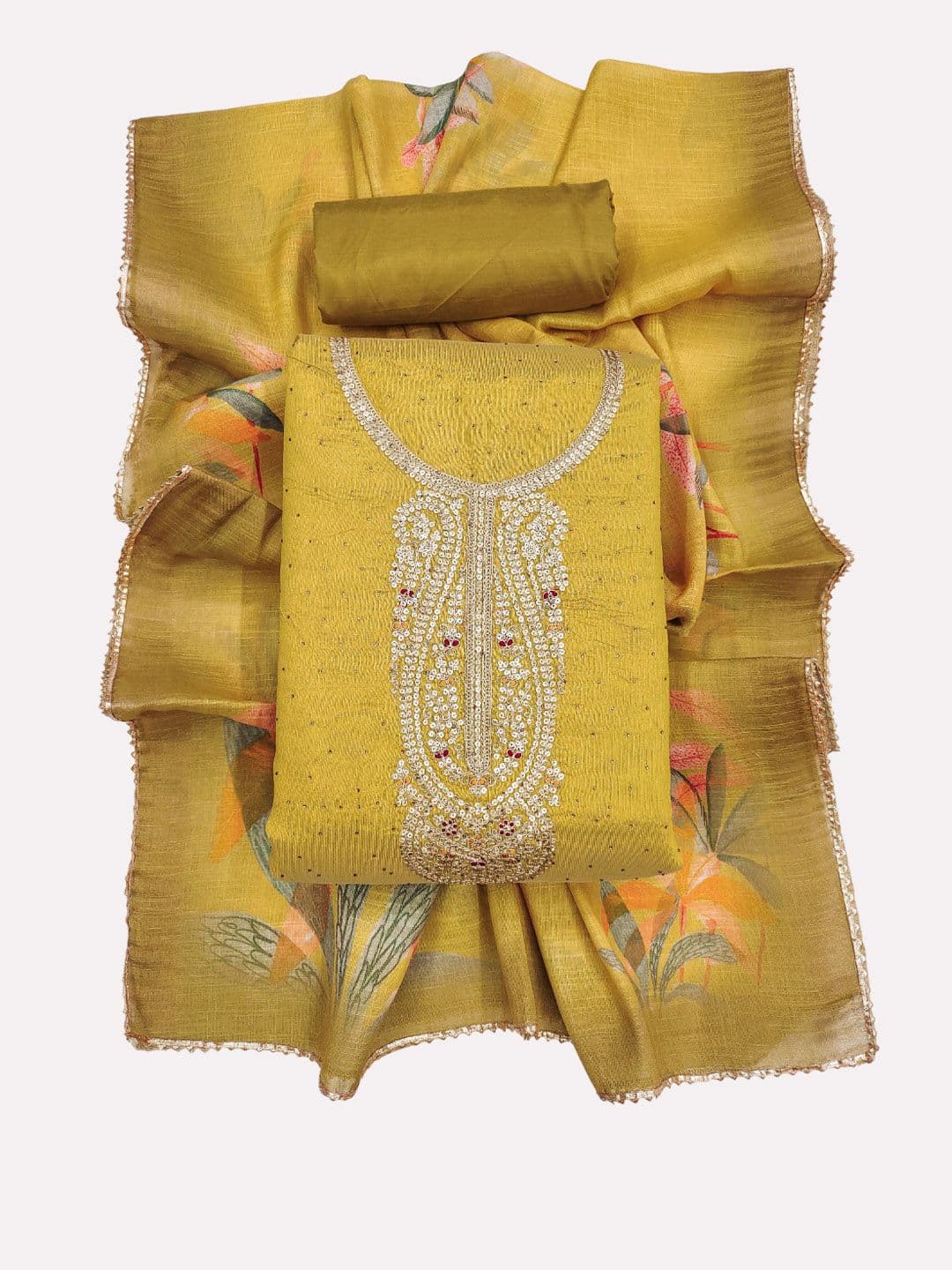 TAVAS Embroidered Sequinned Unstitched Dress Material thumbnail 2