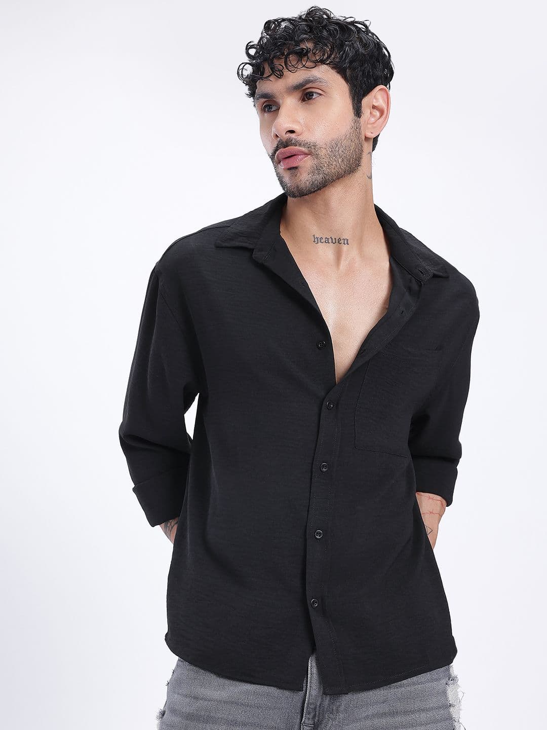 glitchez Textured Motion Crinkled Relaxed Fit Shirt thumbnail 5