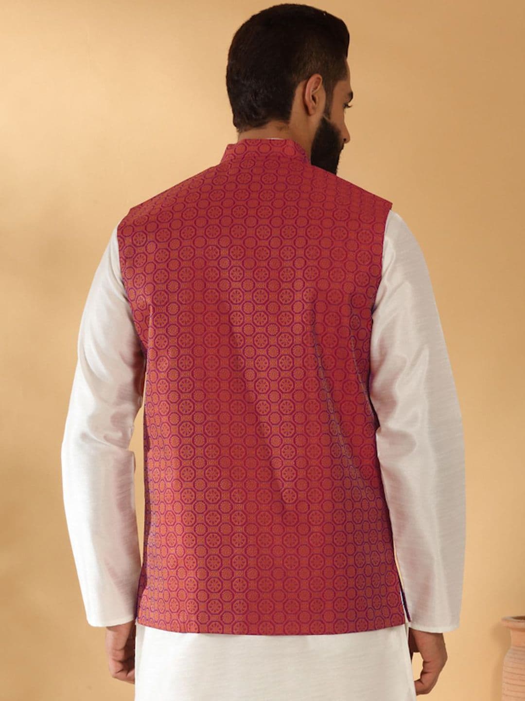 KRAFT INDIA Geometric Printed Woven Nehru Jacket thumbnail 6