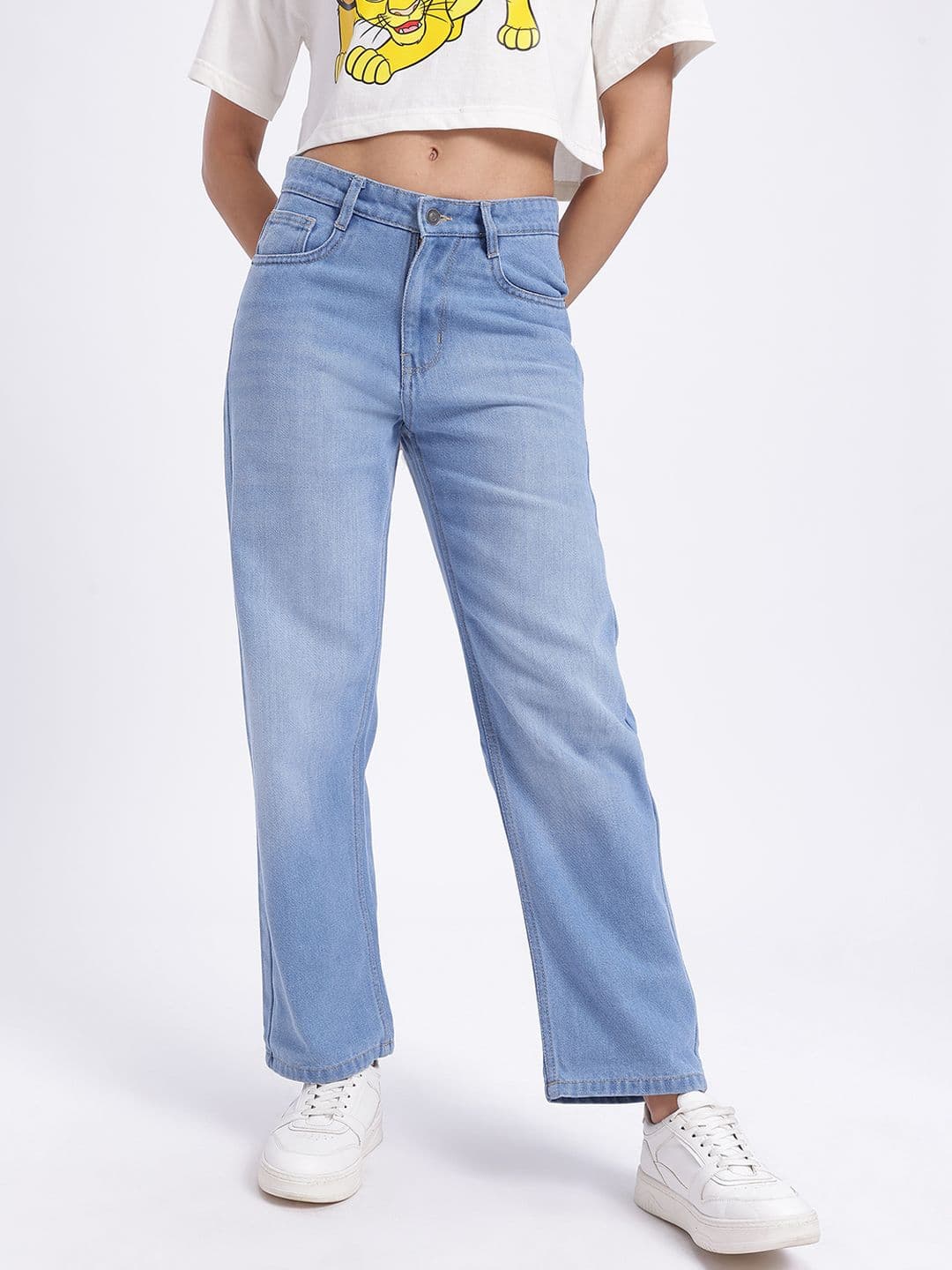glitchez Women Light Fade Cropped Straight Fit Jeans thumbnail 3