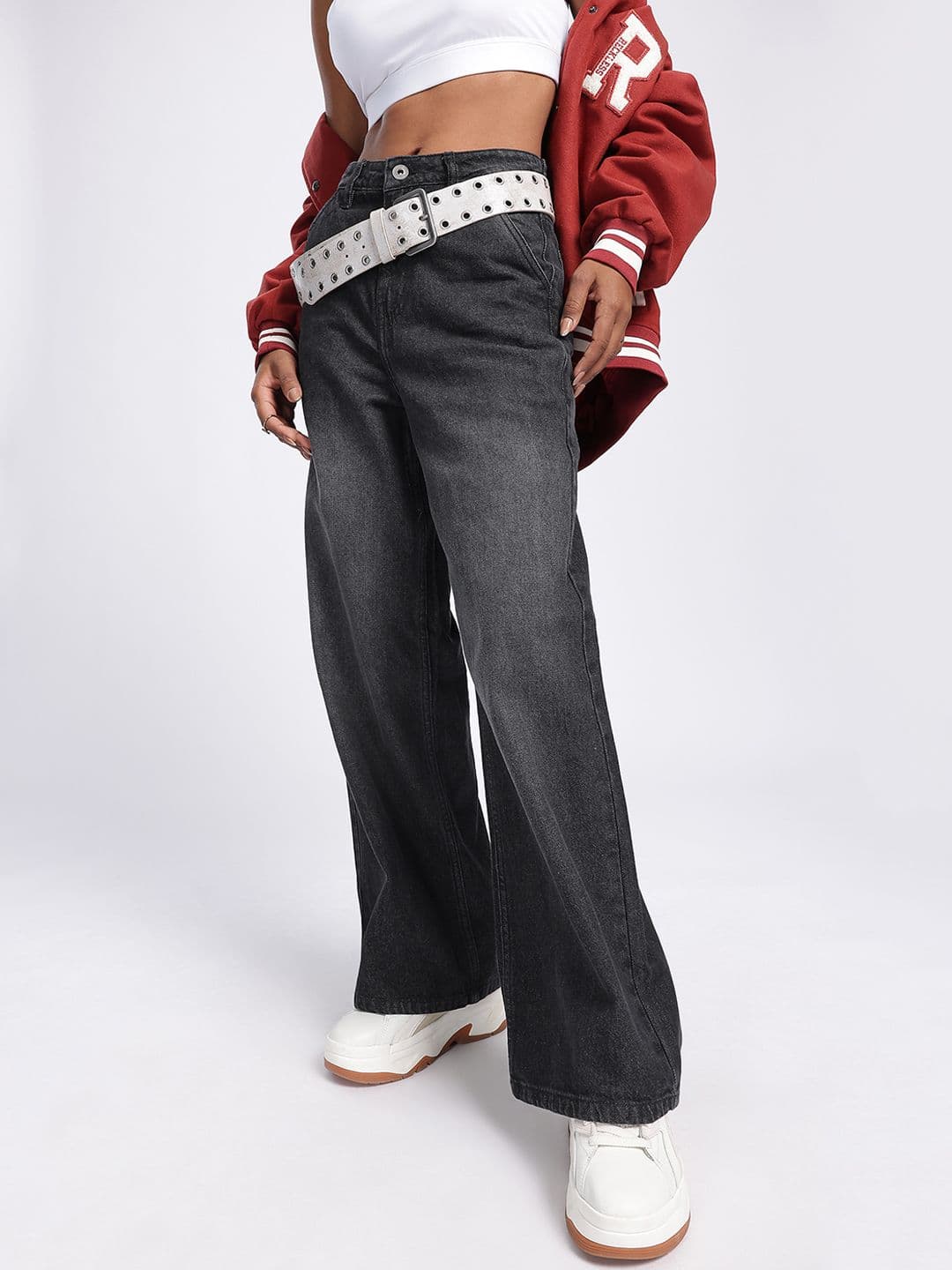 glitchez Pallazzo Fit  High Rise Wide Leg Jeans - view 1