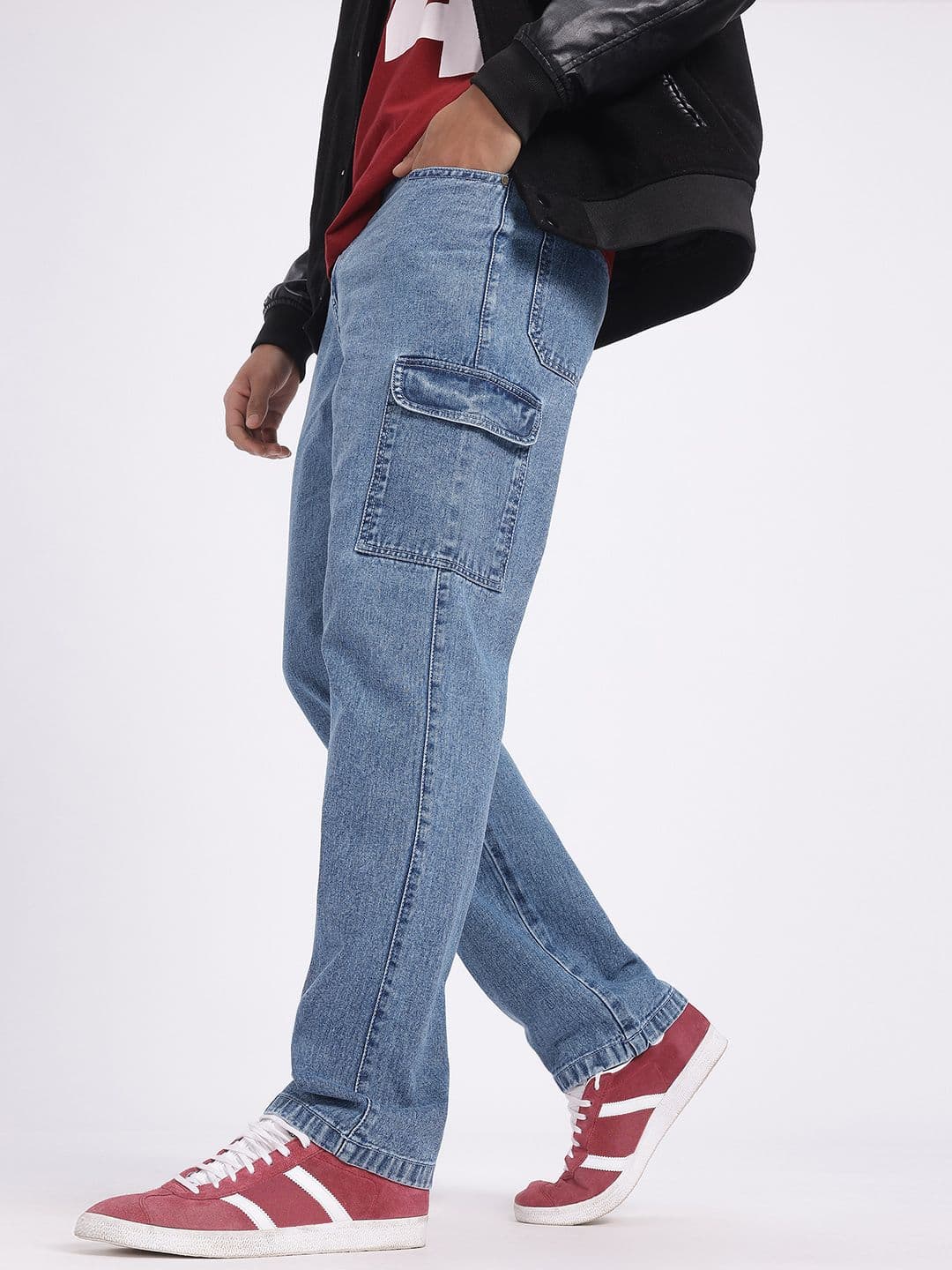 glitchez Men Denim Regular Fit Cargo-Style Jeans - view 1