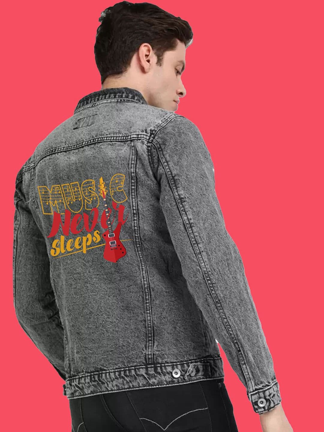 KLIZEN Men Collarless Denim Jacket thumbnail 3