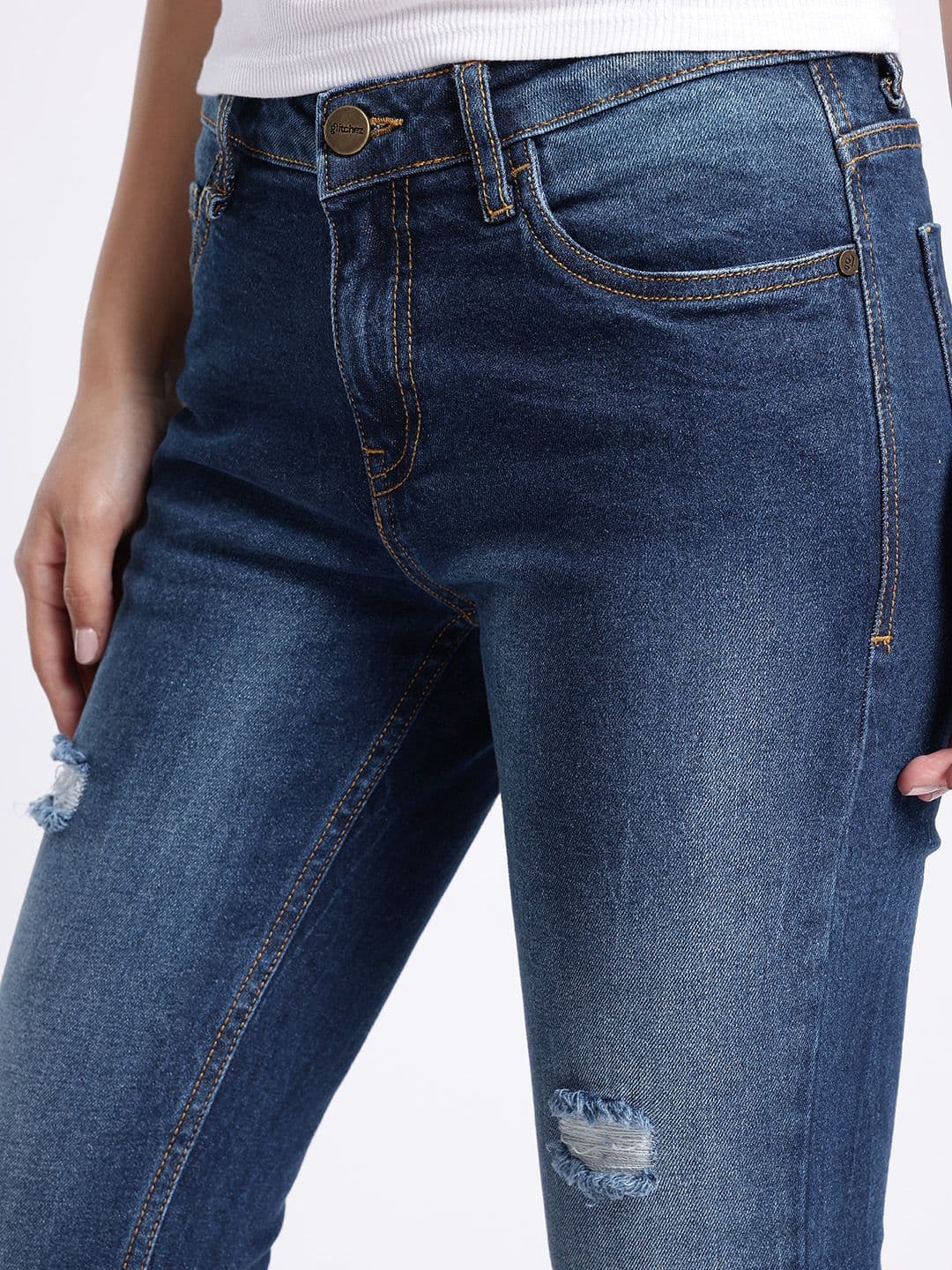 glitchez Women Skinny Fit Cropped Ripped Jeans thumbnail 6