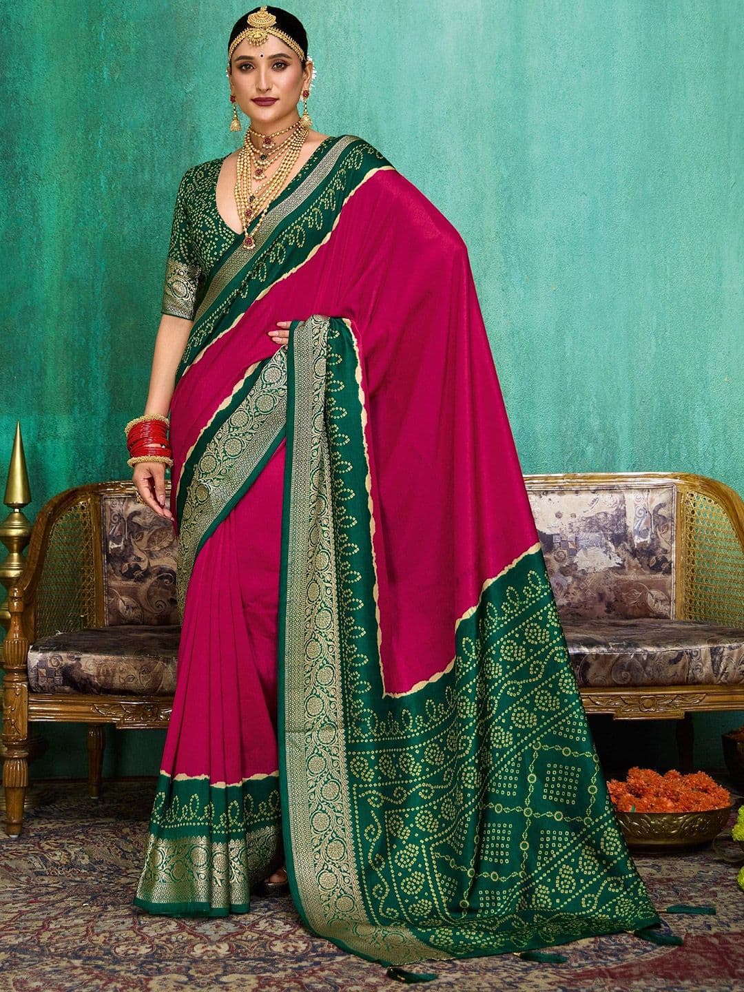 TIRA Women Zari Silk Blend Tussar Saree - view 1