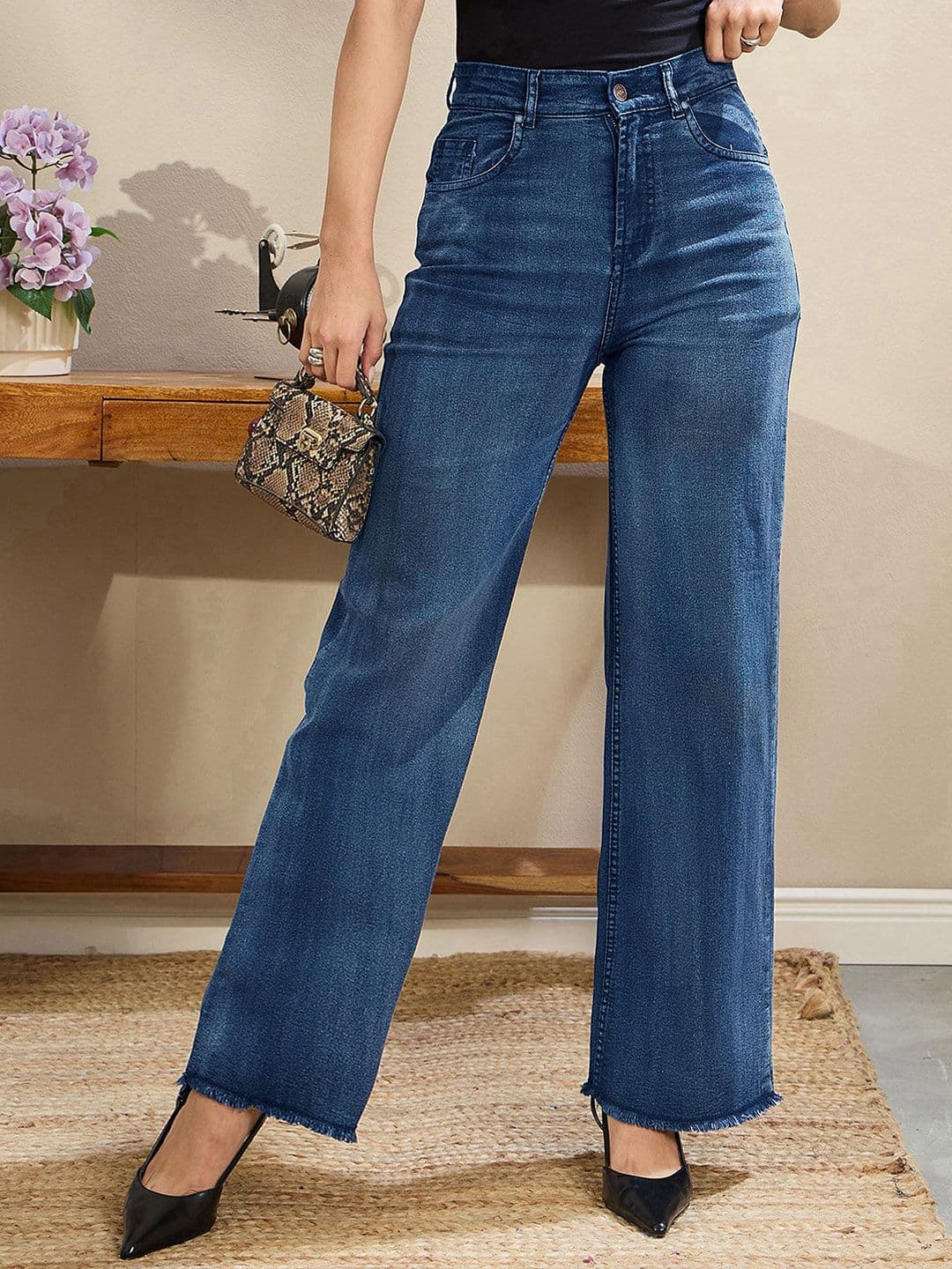 SASSAFRAS BASICS Women Comfort Straight Fit High-Rise Clean Look Light Fade Jeans - view 1
