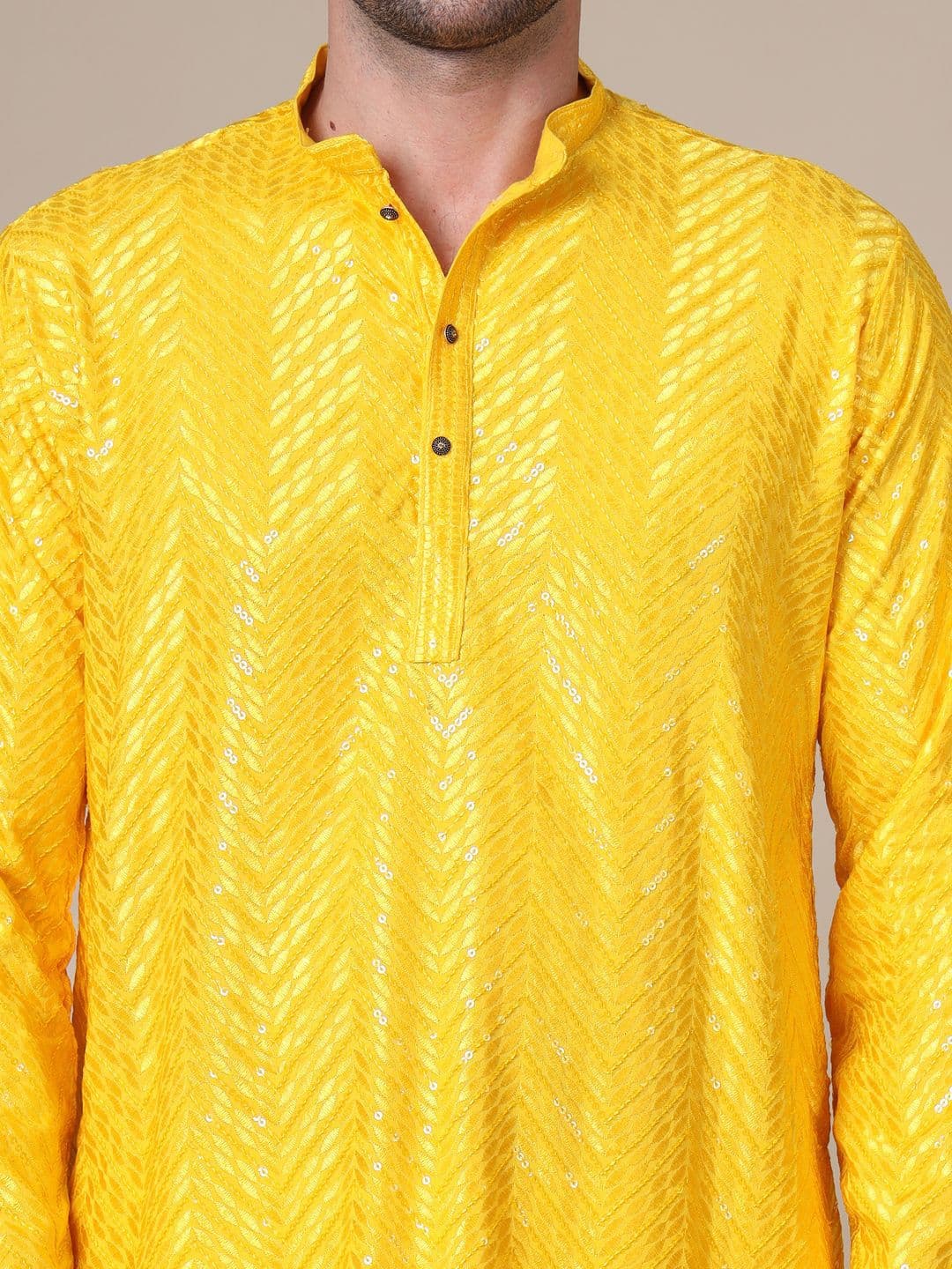 ADHIRAJAN Men Geometric Embroidered Chikankari Kurta thumbnail 3