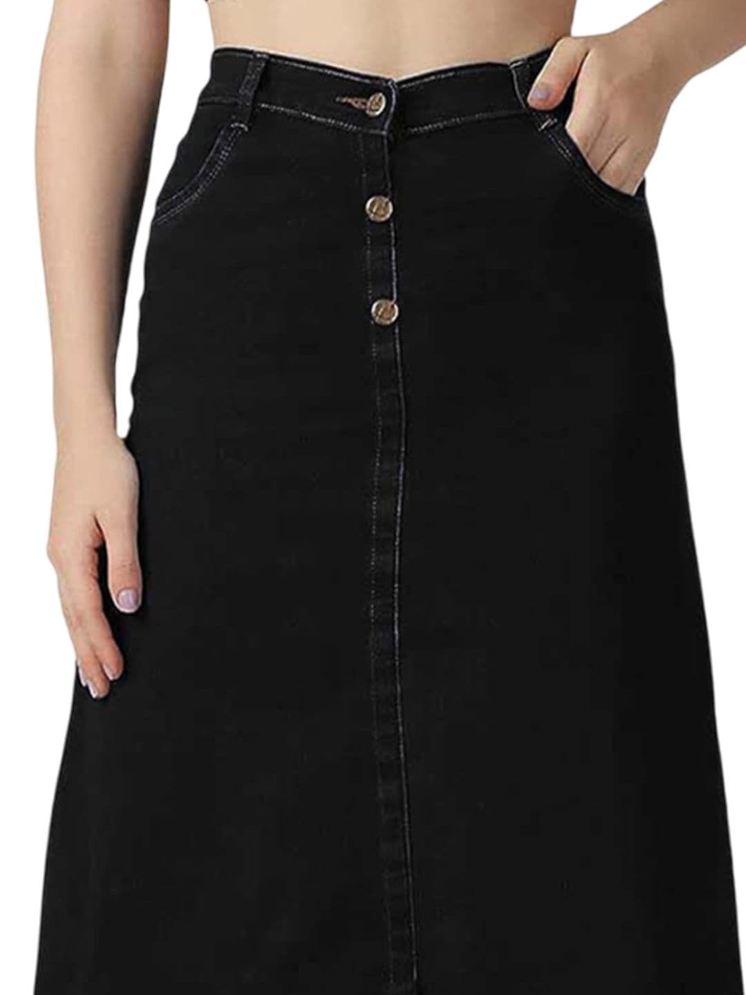 Tripursundari Fashion Denim Straight Midi Skirt thumbnail 4
