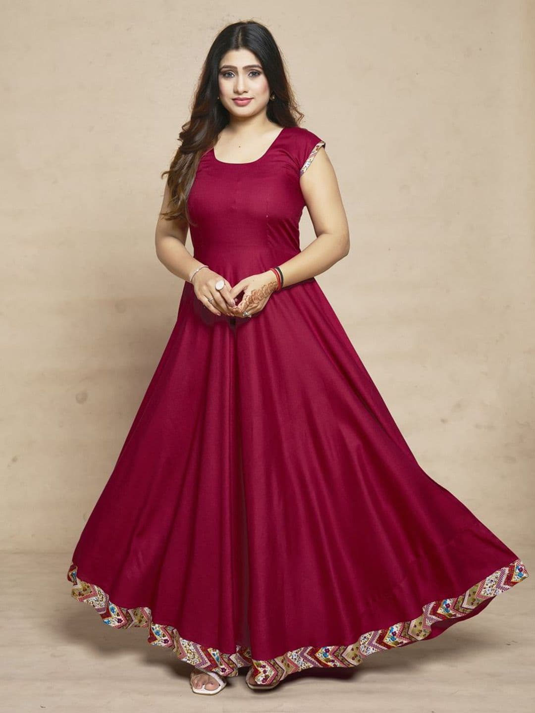 MEESORRA Printed Round Neck Ethnic Dresses With Koti Jacket thumbnail 2