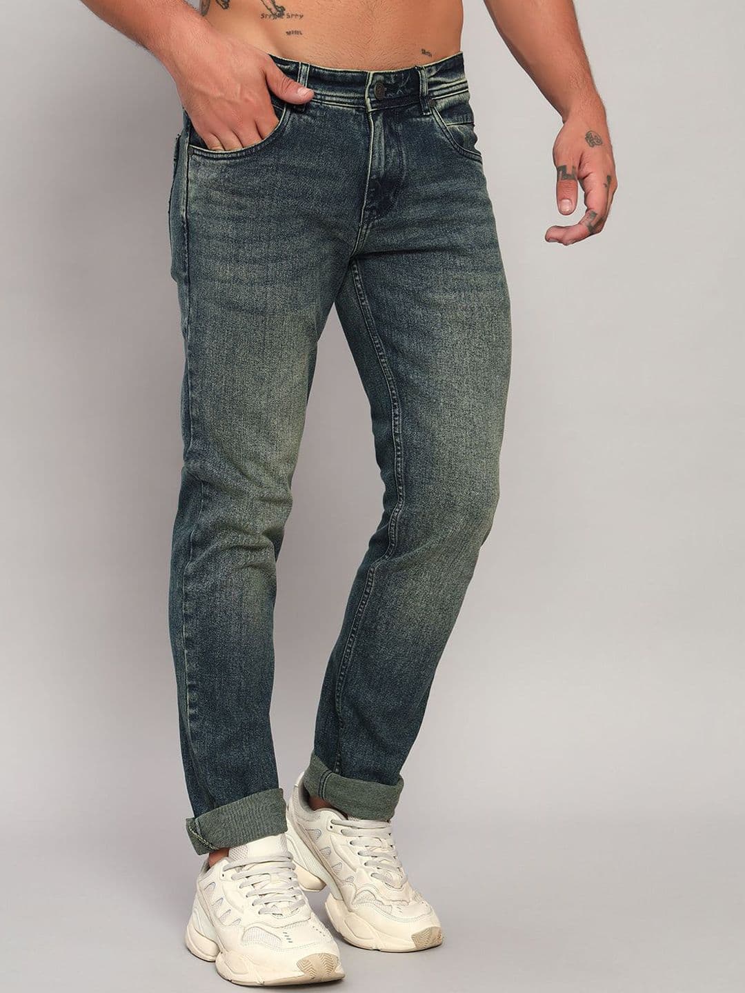Cantabil Men Solid Original Regular Fit Mid-Rise Light Fade Jeans thumbnail 7